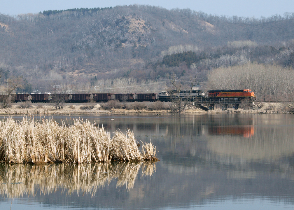 train travels in La Crosse River Marsh