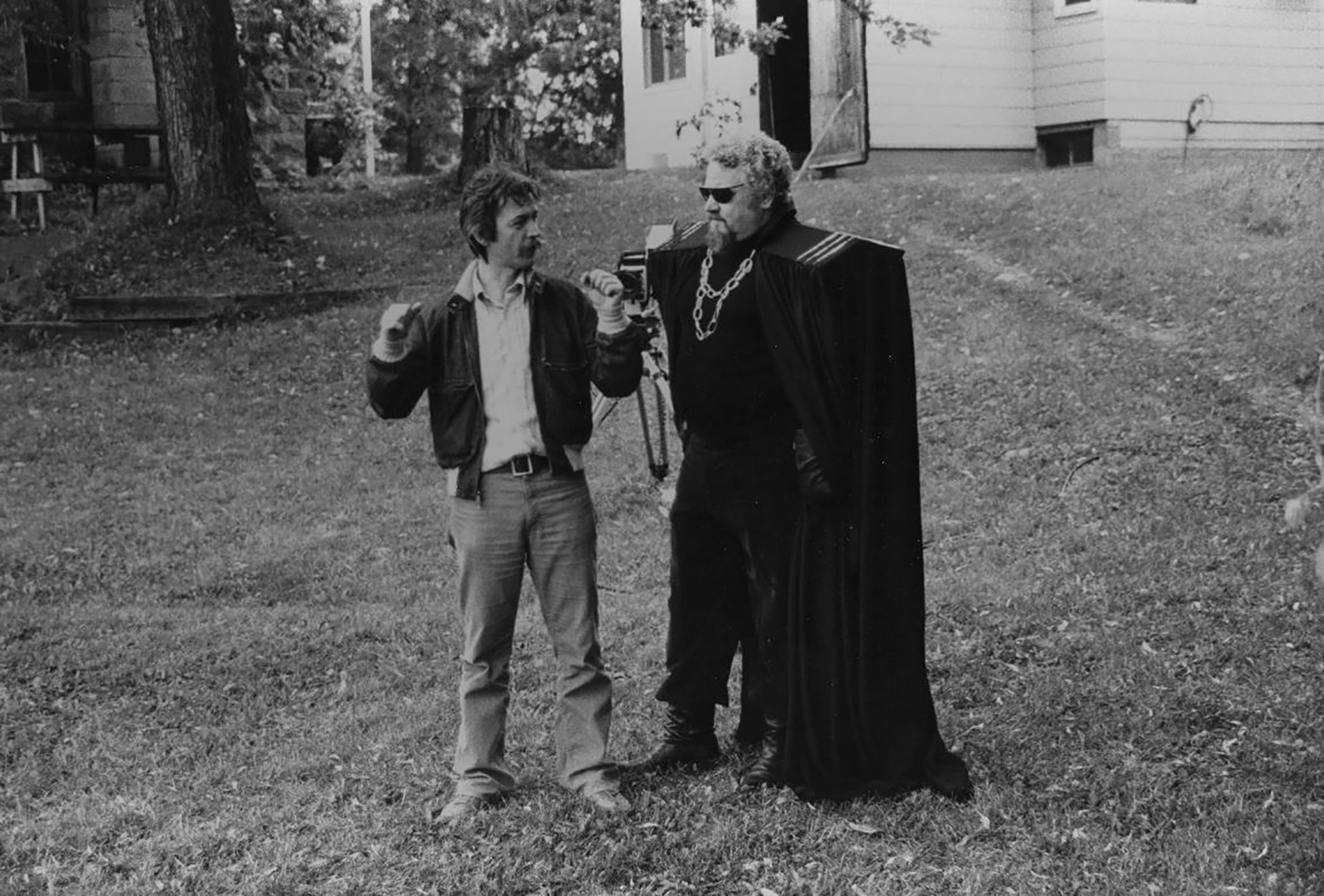 Larry Laird or Thorzuul, right, poses with director Ed Jakober