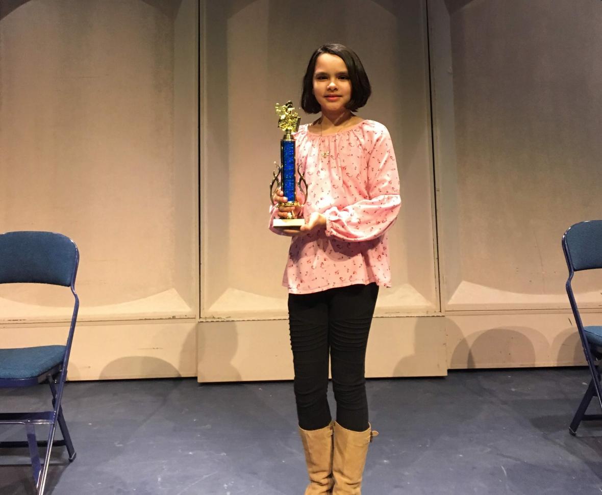 Maya Jadhav of Fitchburg's Eagle School won first place at the Badger State Bee