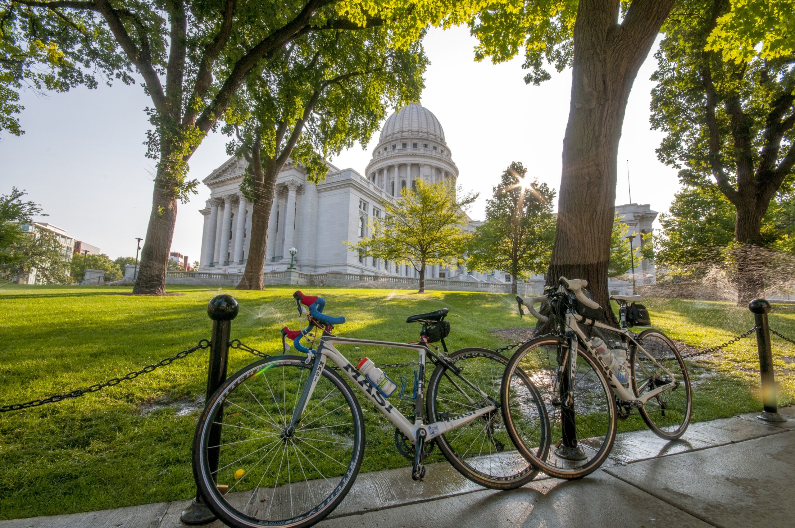 Bicycles outside the Wisconsin state capitol building