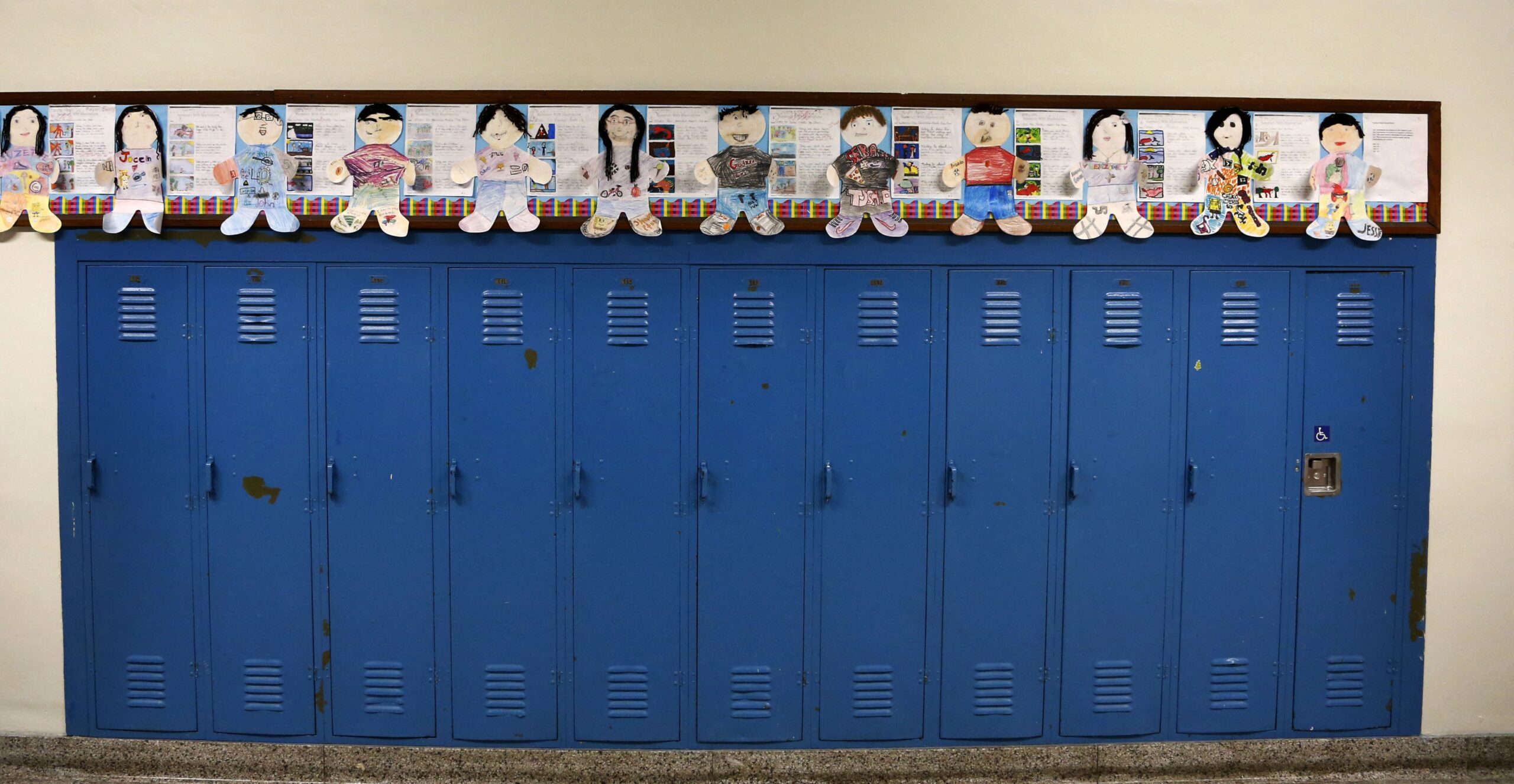 Lockers, school, artwork