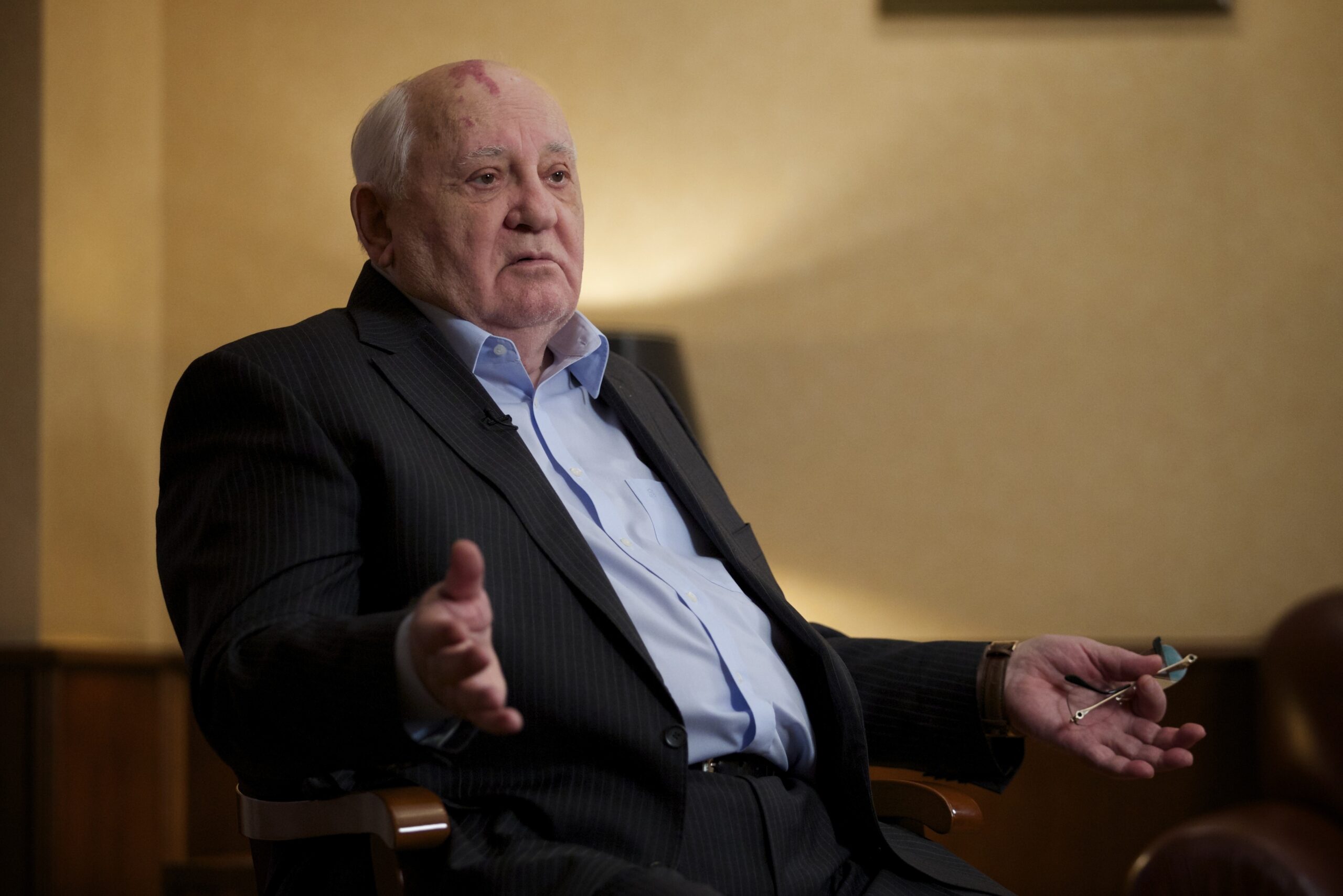 former Soviet President Mikhail Gorbachev speaks to the Associated Press