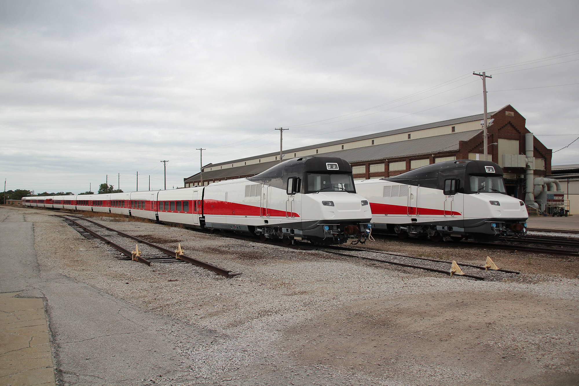 Wisconsin's Talgo trains sit at an Amtrak facility in Indiana