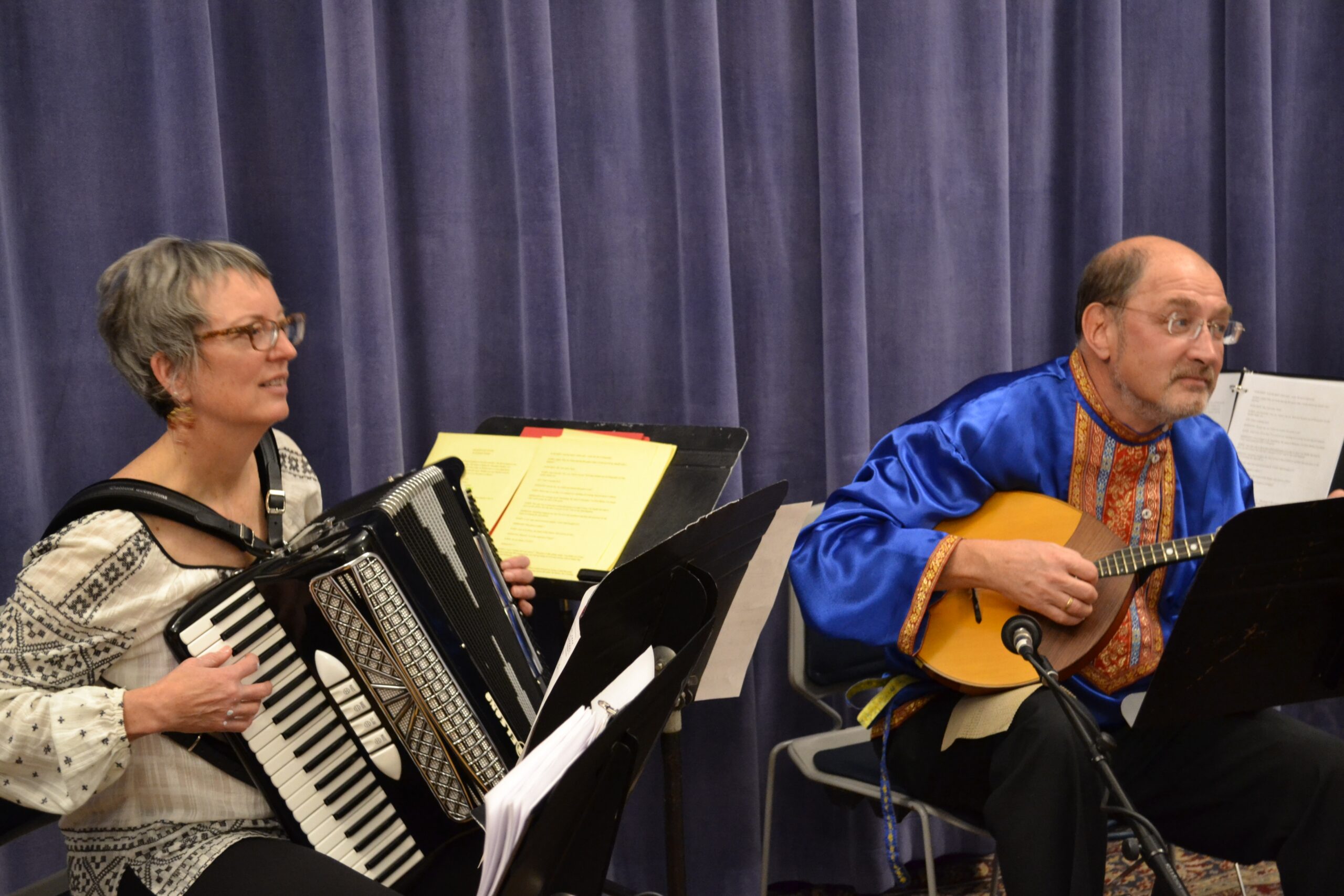 Photo of Old Time Radio cast musicians Amy Wencel and Vladimir Trubetskoy