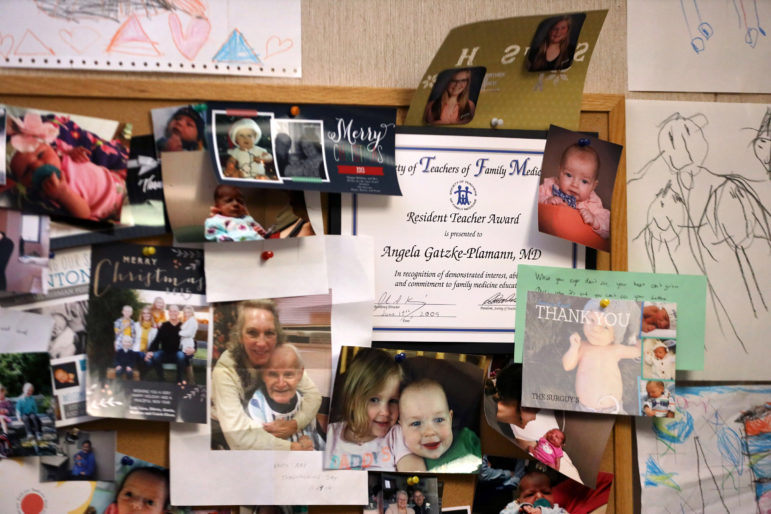 Personal photos in Dr. Angela Gatzke-Plamann's office