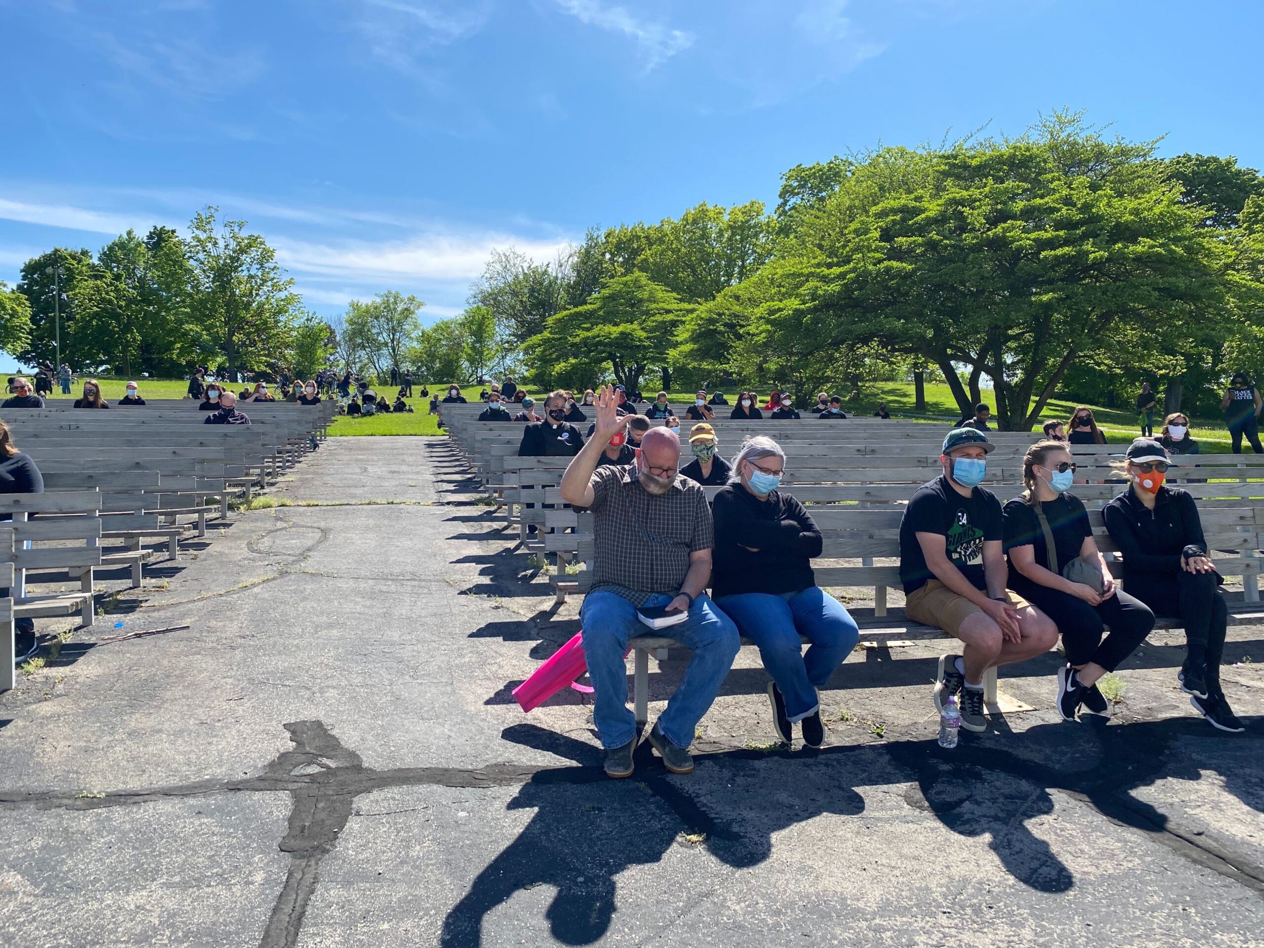 Around 300 people gathered to pray on behalf of George Floyd on Sunday, May 31 in Milwaukee's Washington Park.