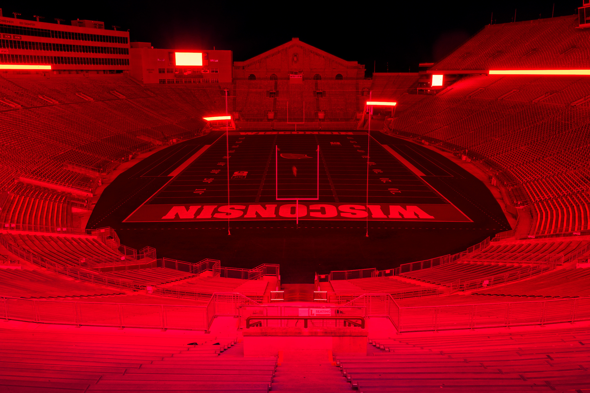 UW-Madison's Camp Randall stadium illuminated in red to honor class of 2020