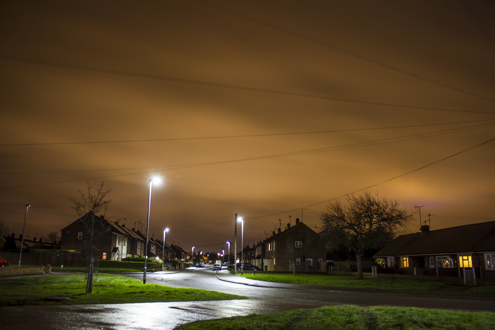 streetlights on a dark night