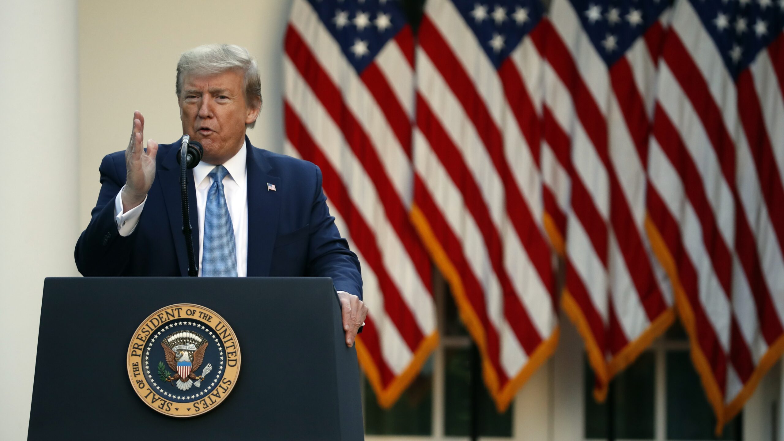 President Trump speaks in the White House Rose Garden