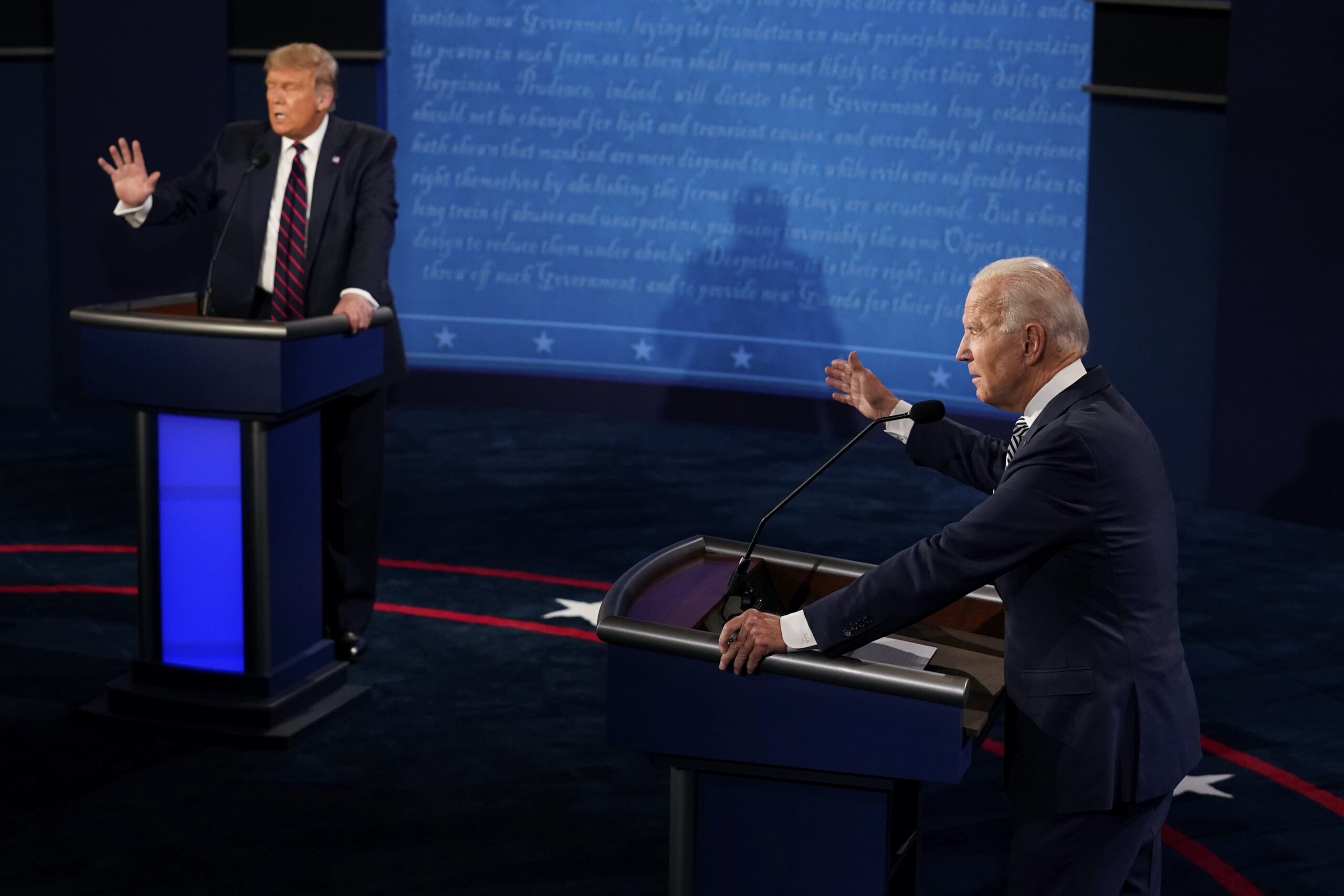 President Donald Trump and former Vice President Joe Biden debate on Sept, 29, 2020