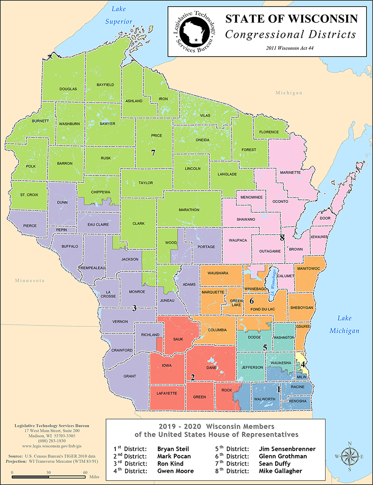Map showing Wisconsin's congressional districts (large)
