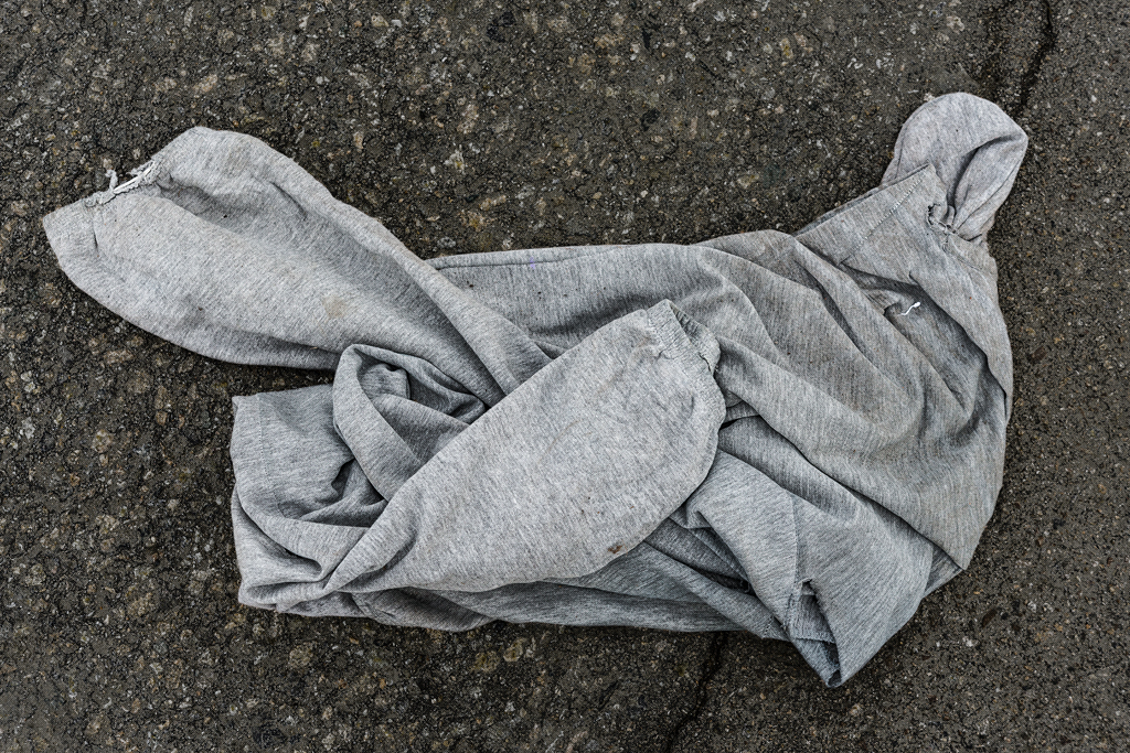 A pair of sweatpants on the ground