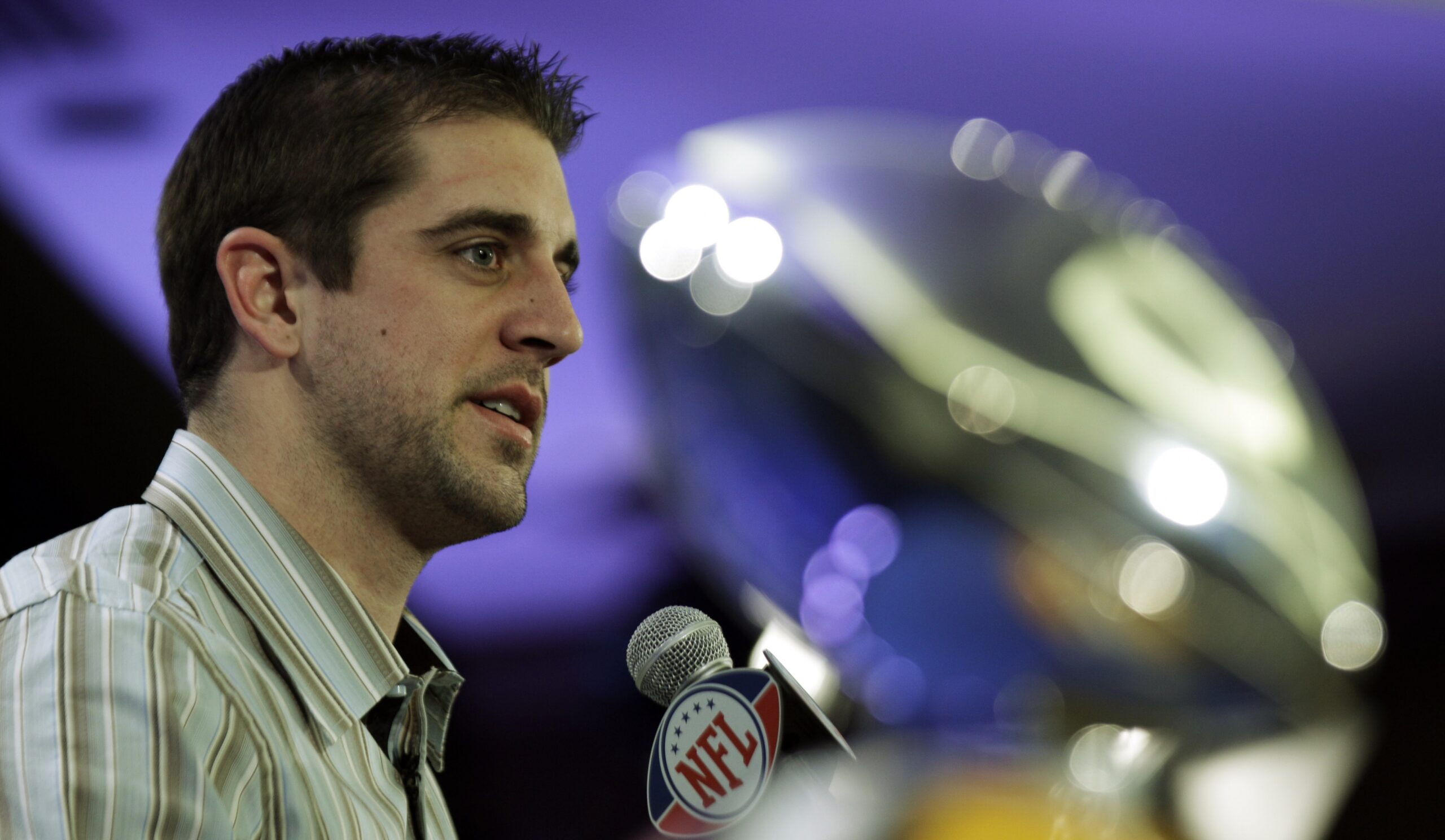 Super Bowl XLV MVP Green Bay Packers' Aaron Rodgers speaks during a news conference