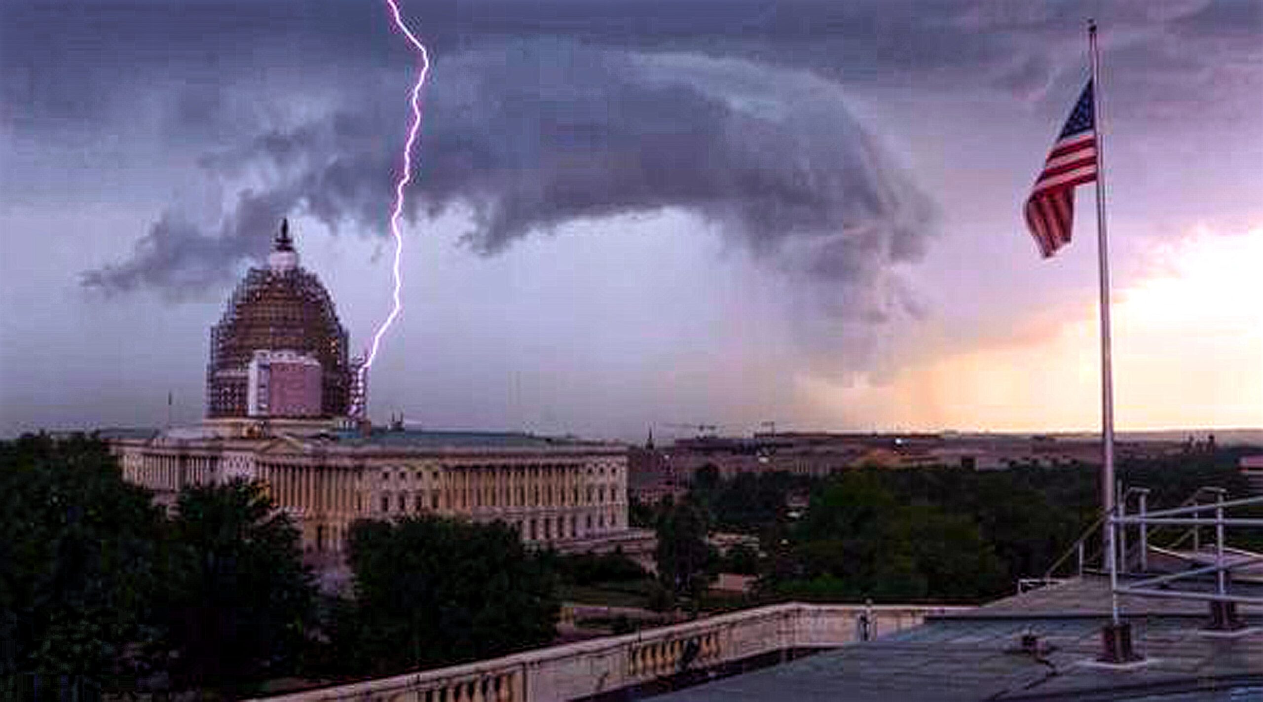 Lightning striking near the U.S. Capitol