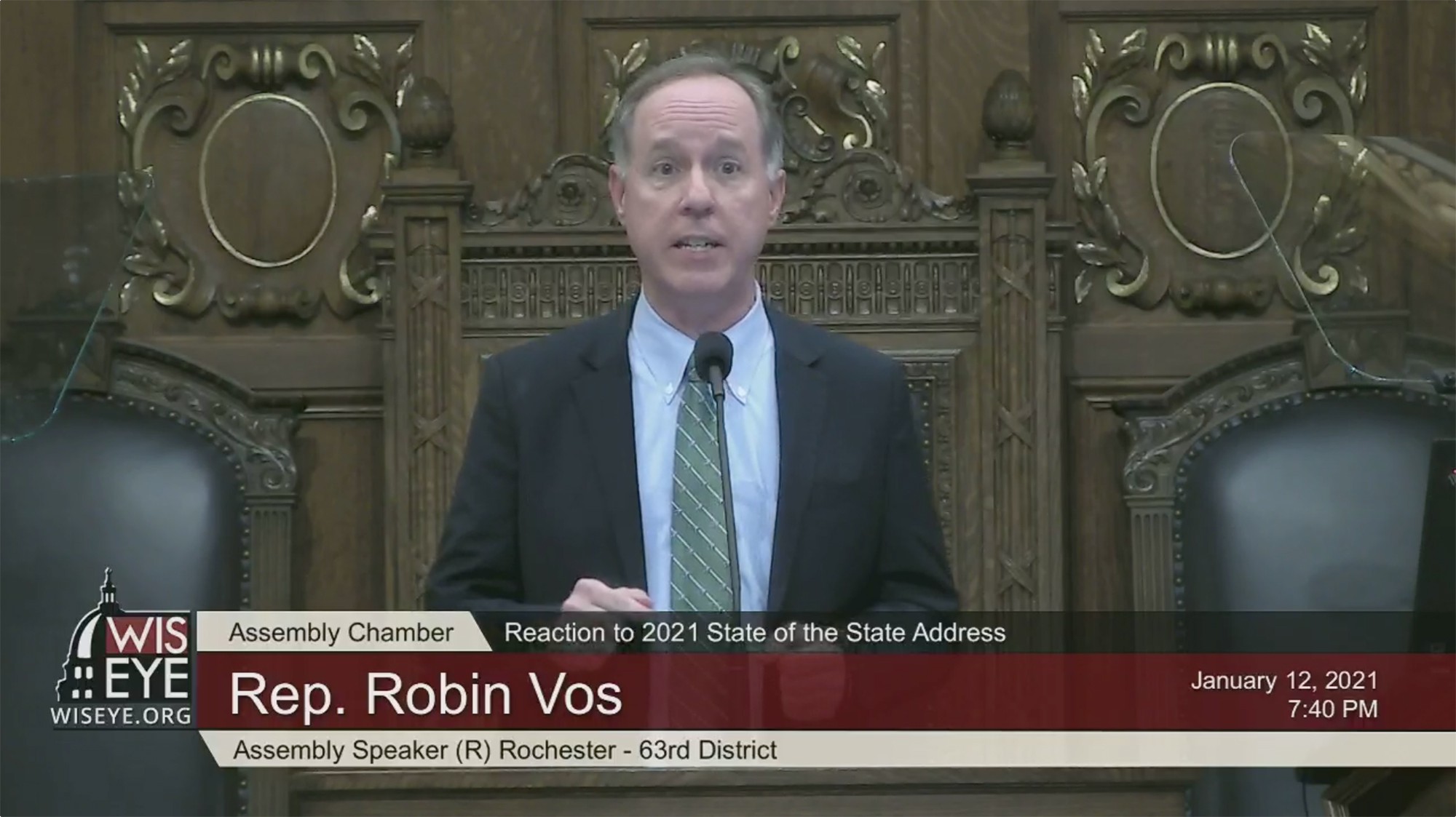 Robin Vos gives the GOP response to Gov. Tony Evers' 2021 State of the State address 