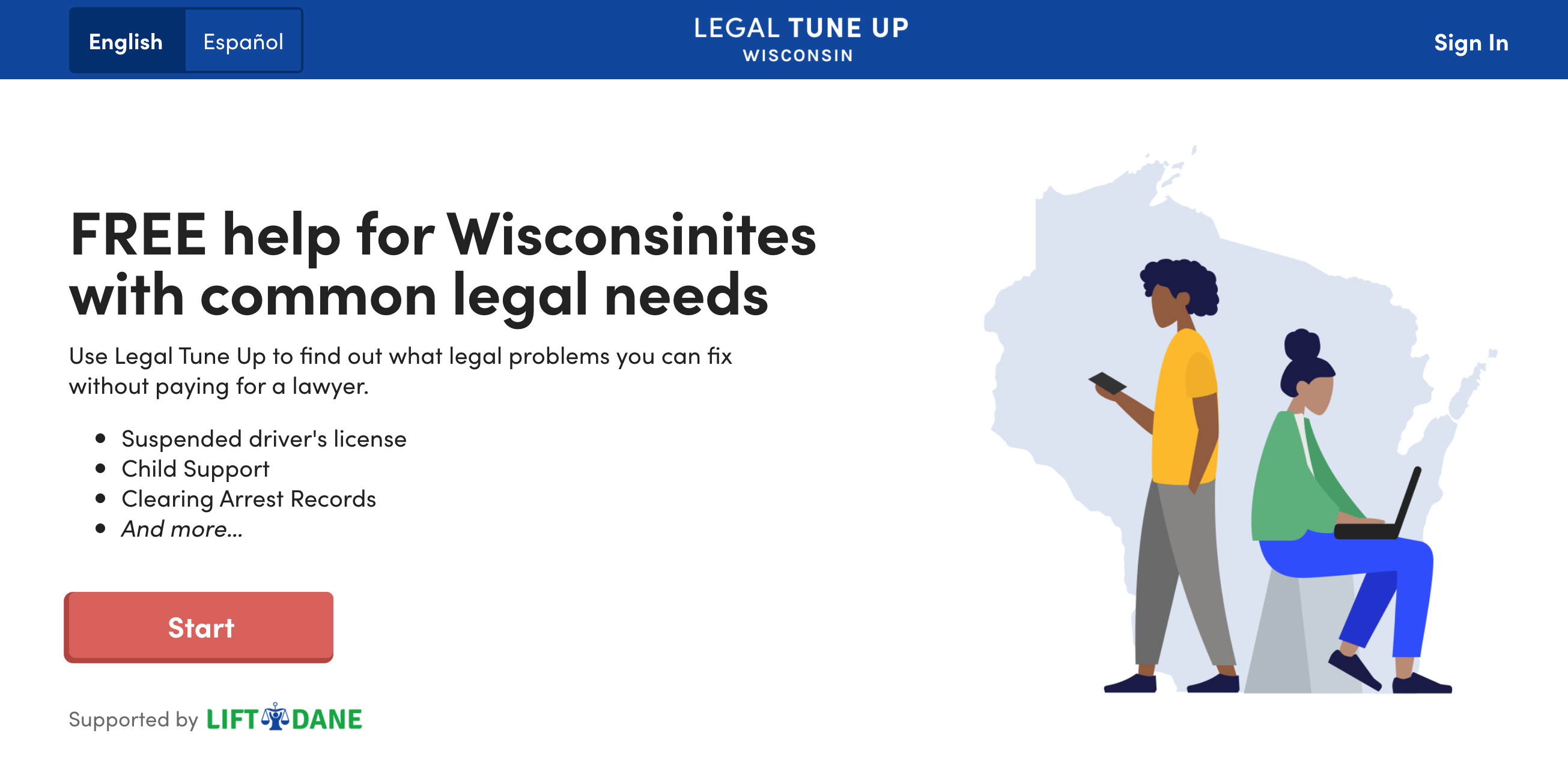 Screenshot of the Legal Tune Up website