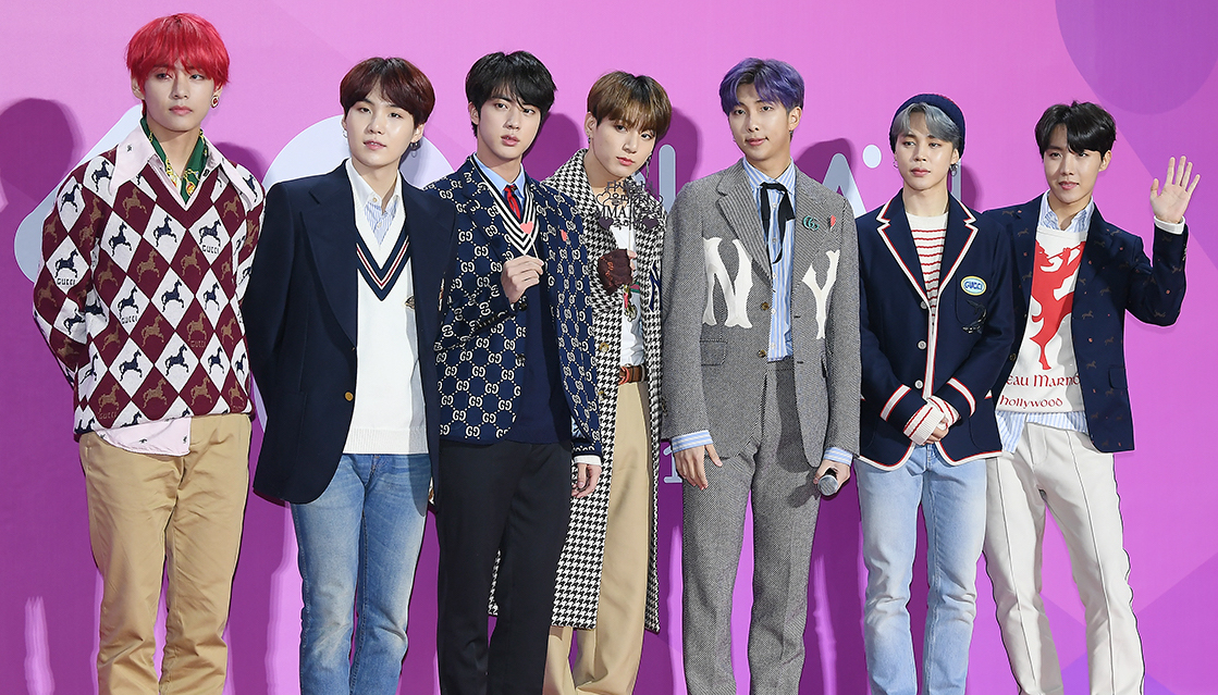 BTS members (left to right) V, Suga, Jin, Jungkook, RM, Jimin and J-Hope at the 2018 MelOn Music Awards.
