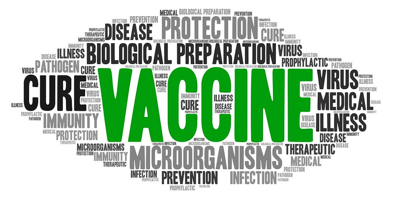 A word cloud featuring "Vaccine".