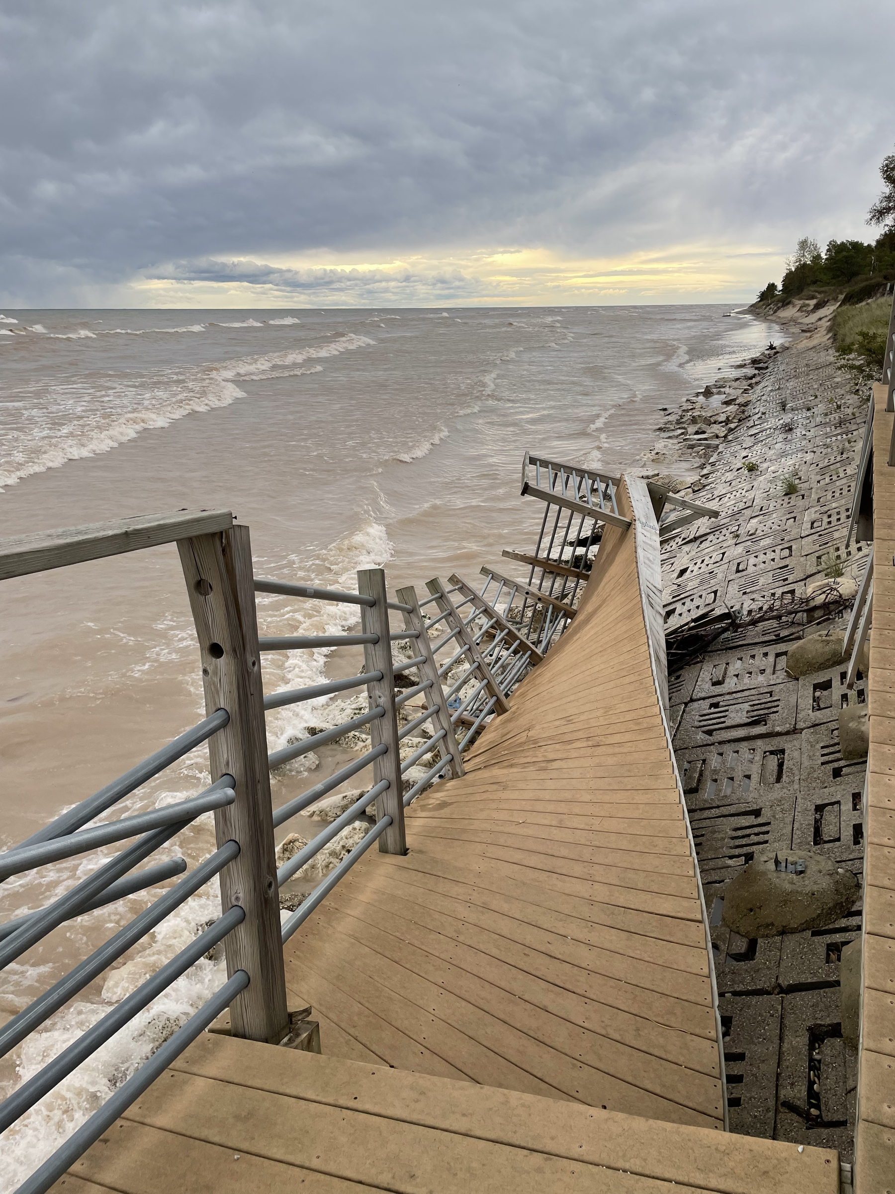 A mangled ramp is seen at Point Beach State Forest in Manitowoc County