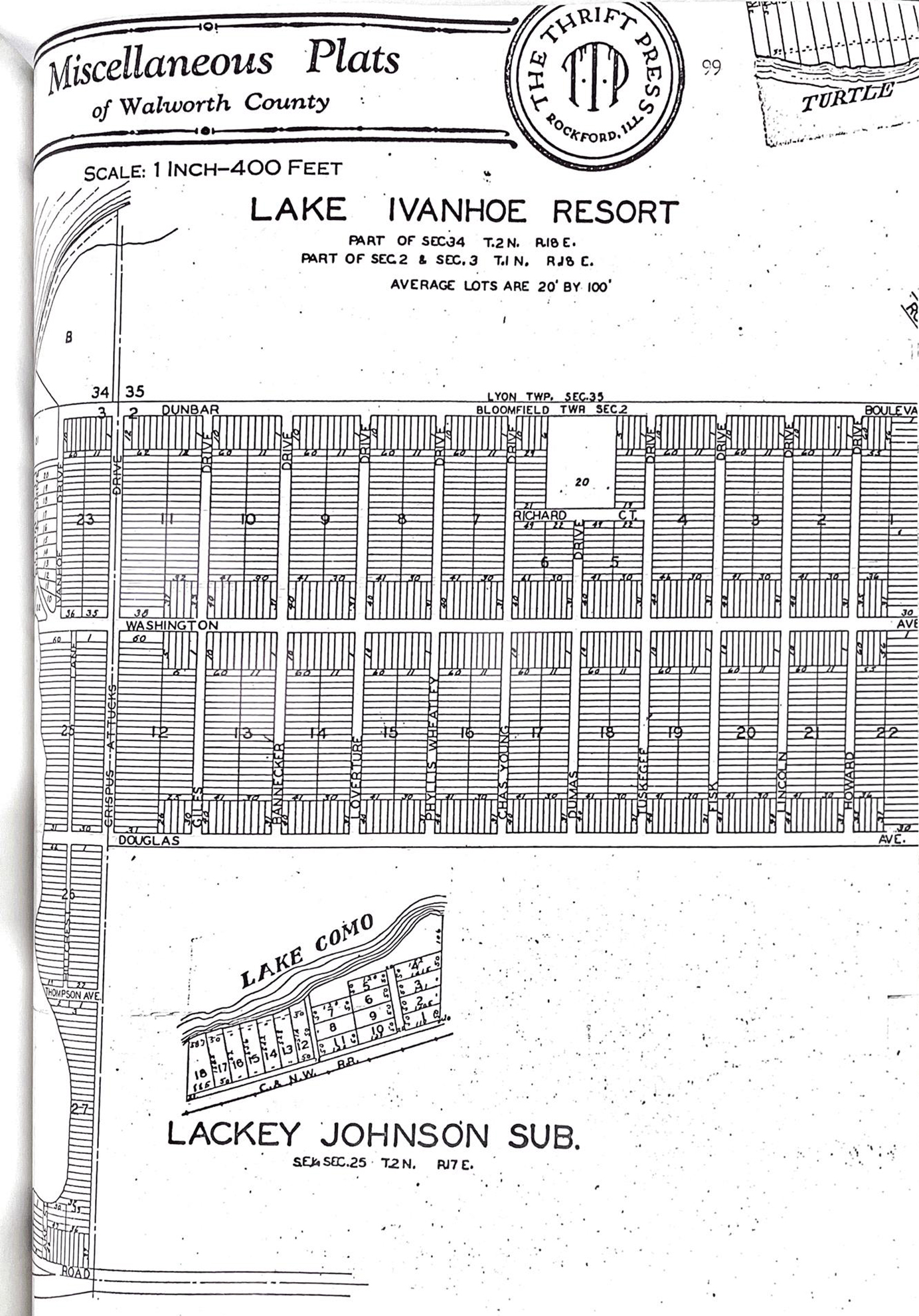 An original plan of the Lake Ivanhoe resort.