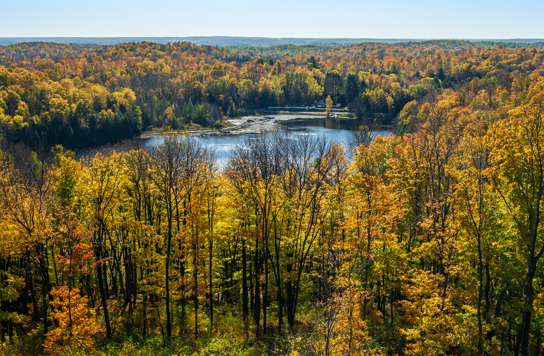 The view south from the observation tower at Timm's Hill near Ogema, Wis.