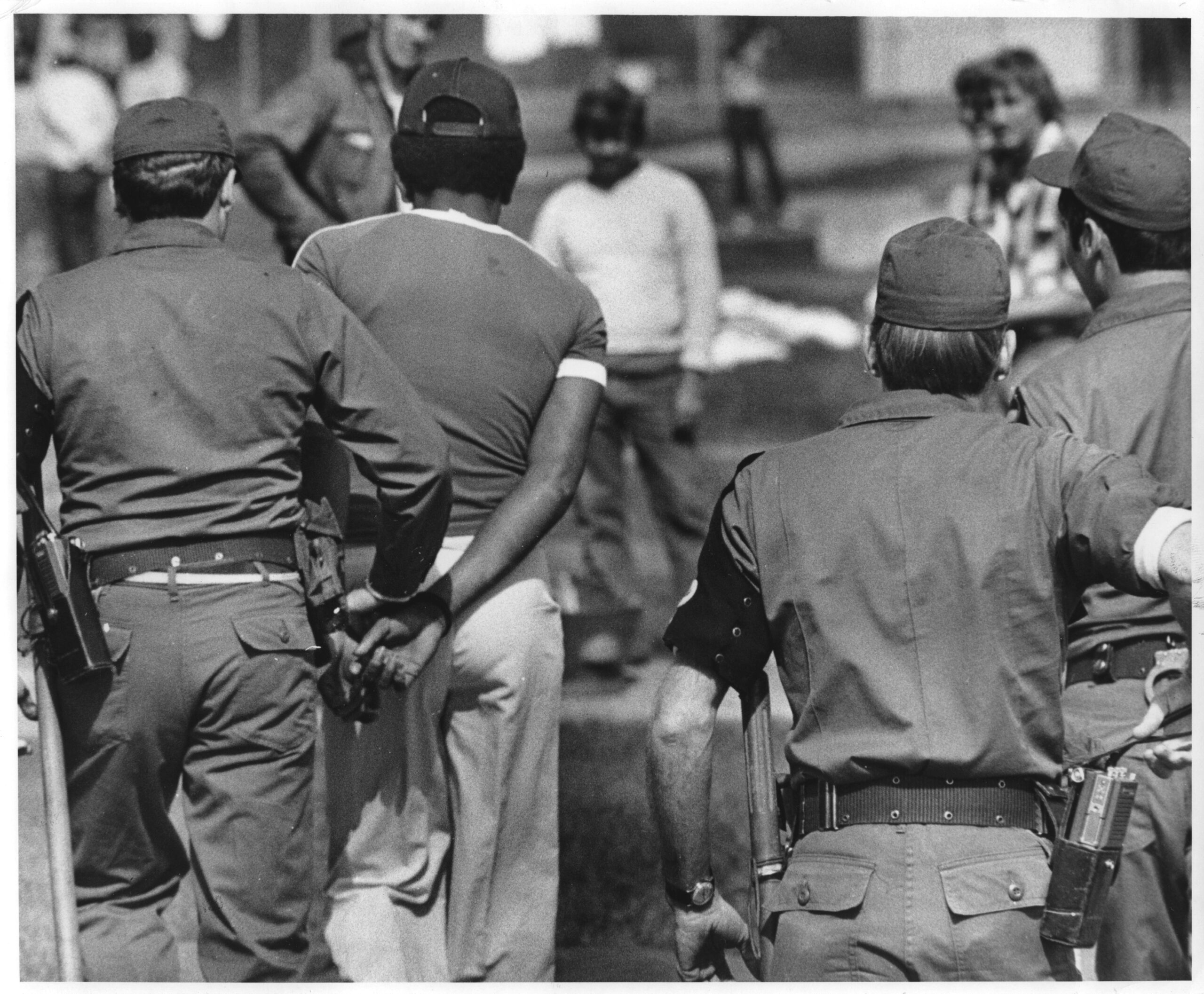 A Cuban refugee is arrested at Fort McCoy in 1980