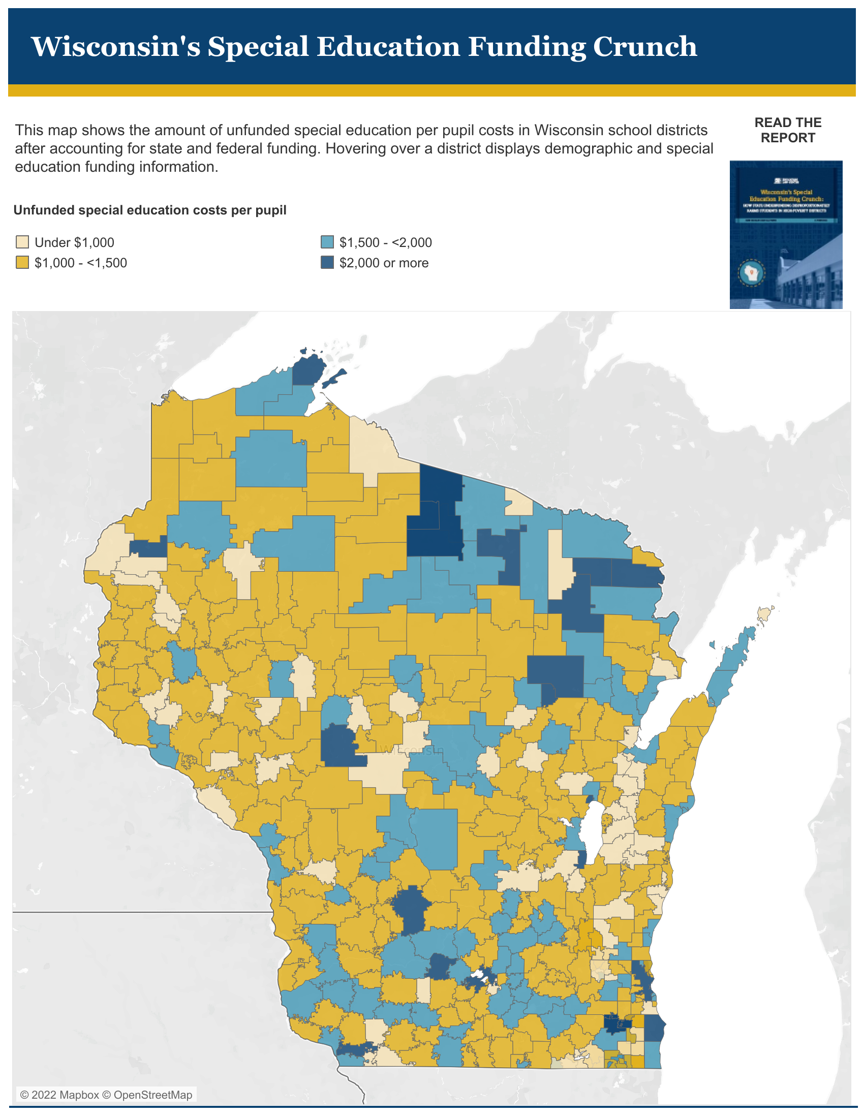 Map of special education funding in Wisconsin.