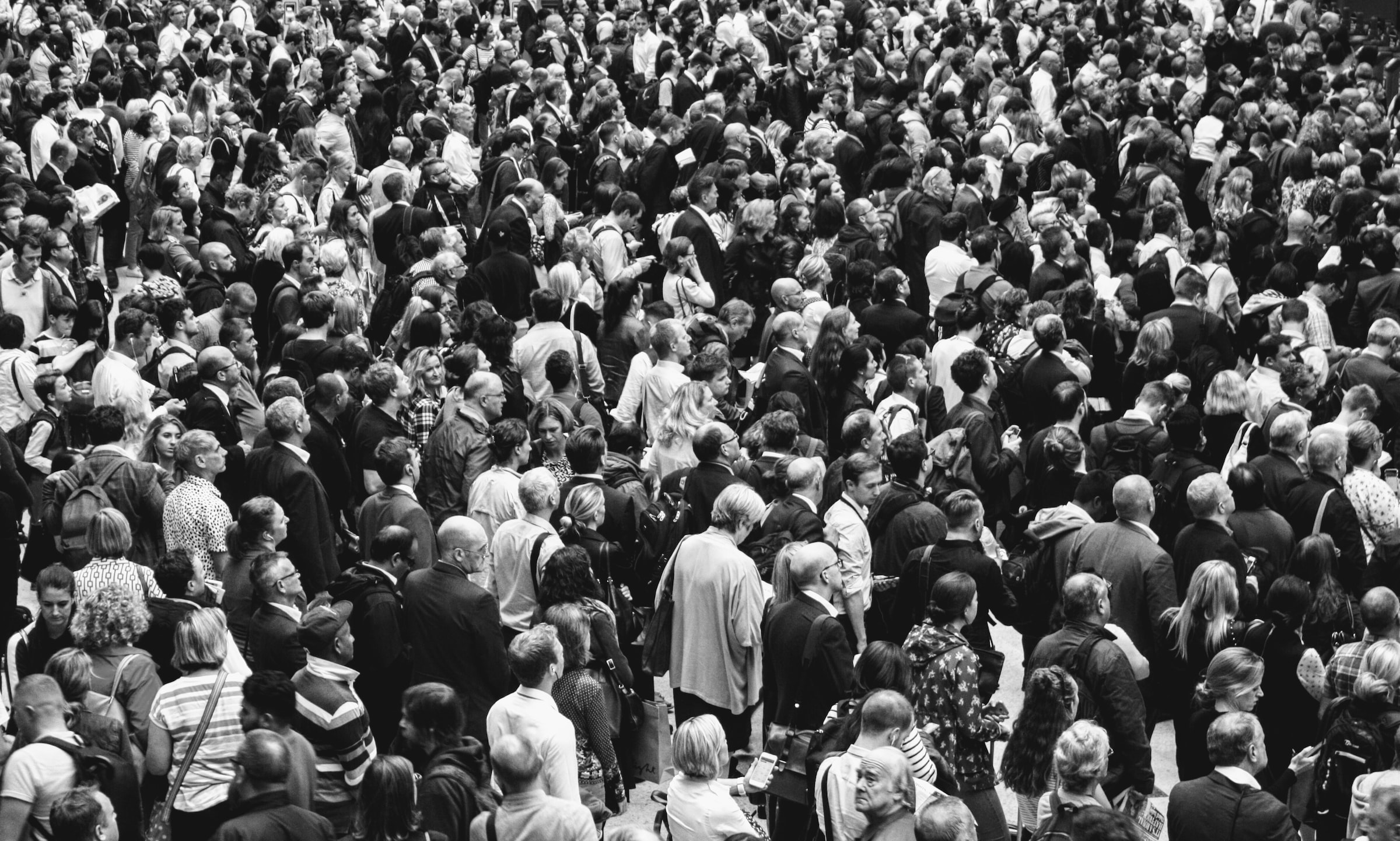 A crowd of people seen from above