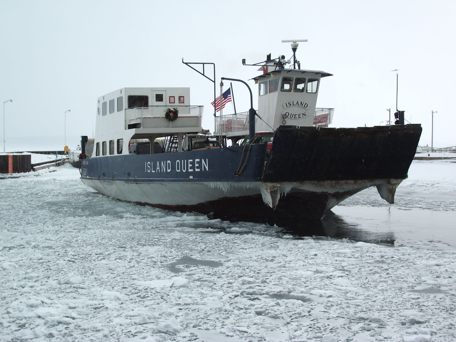 Island Queen running through ice