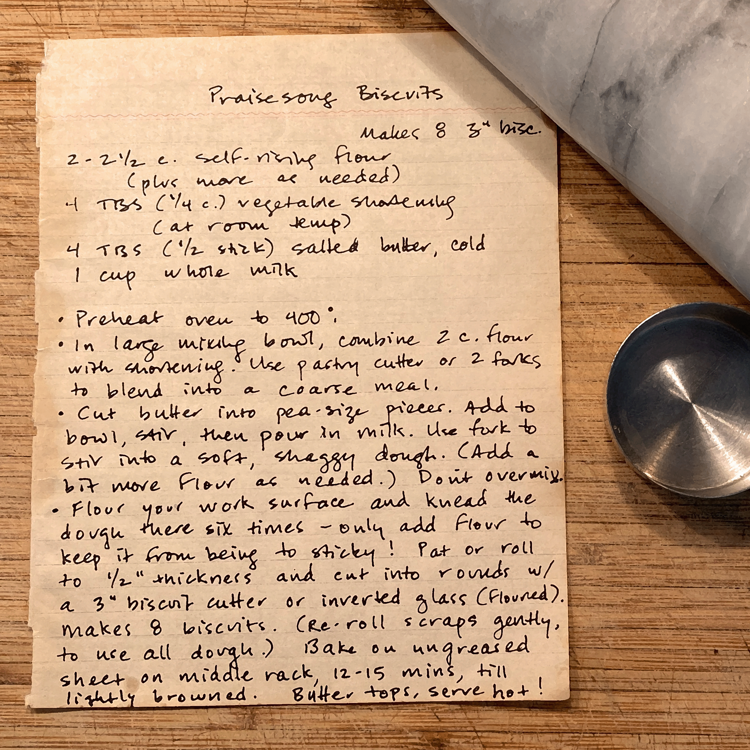 A recipe for biscuits. The full text can be found at the bottom of this article.