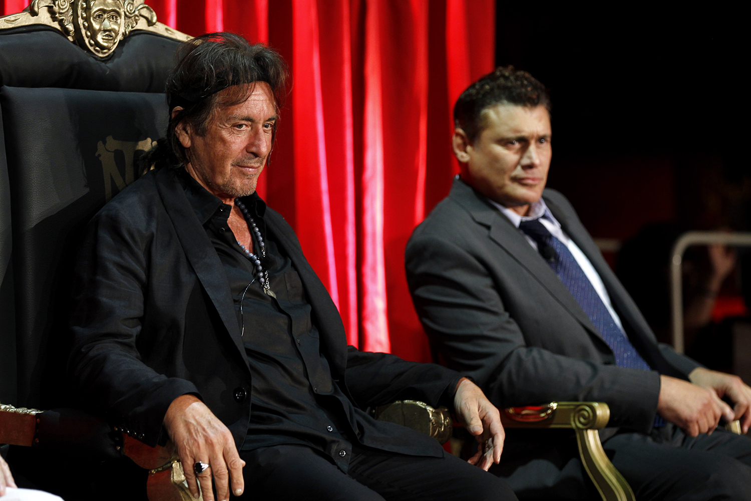 Actors Al Pacino and Steven Bauer at a Scarface event