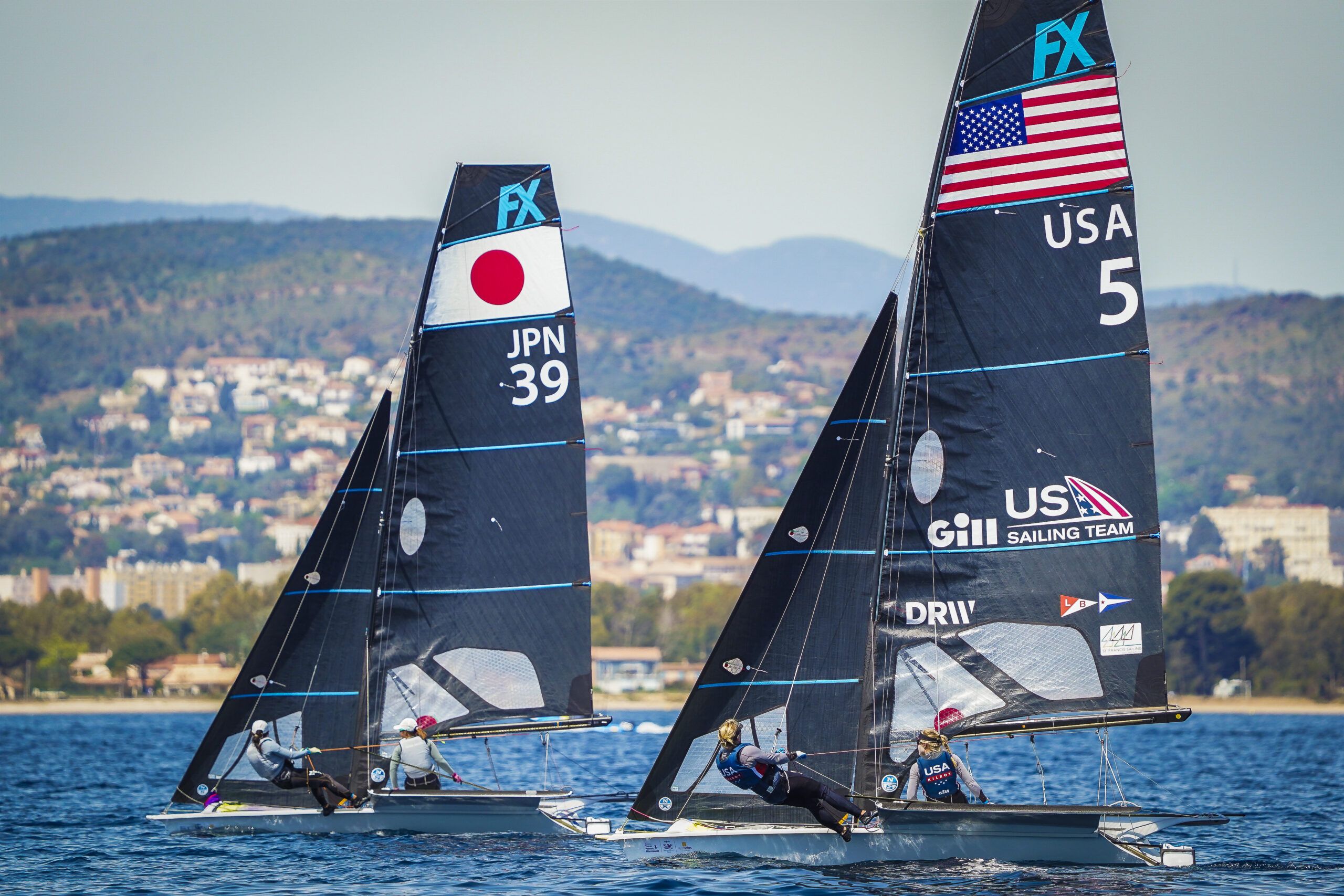 Stephanie Roble and Maggie Shea compete for Team USA at the 54th Semaine Olympique Française - Toulon Provence Méditerranée on April 26, 2023. (© Sailing Energy / Semaine Olympique Française)