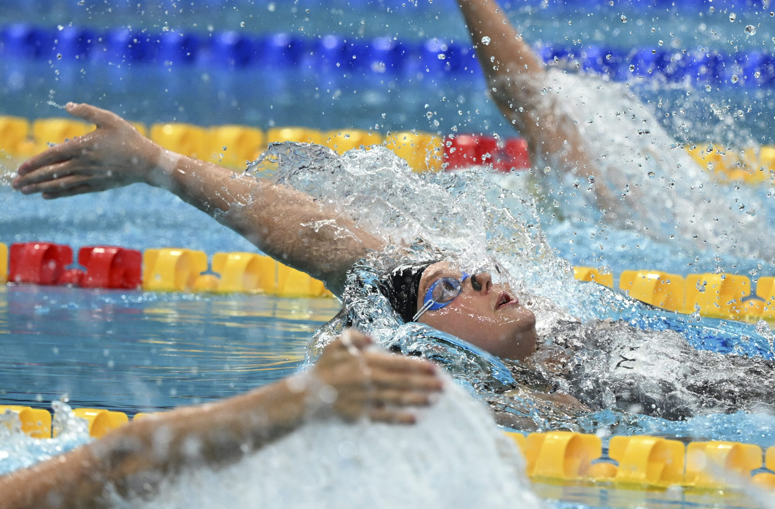 Phoebe Bacon of the United States competes in the Women 200m Backstroke final.