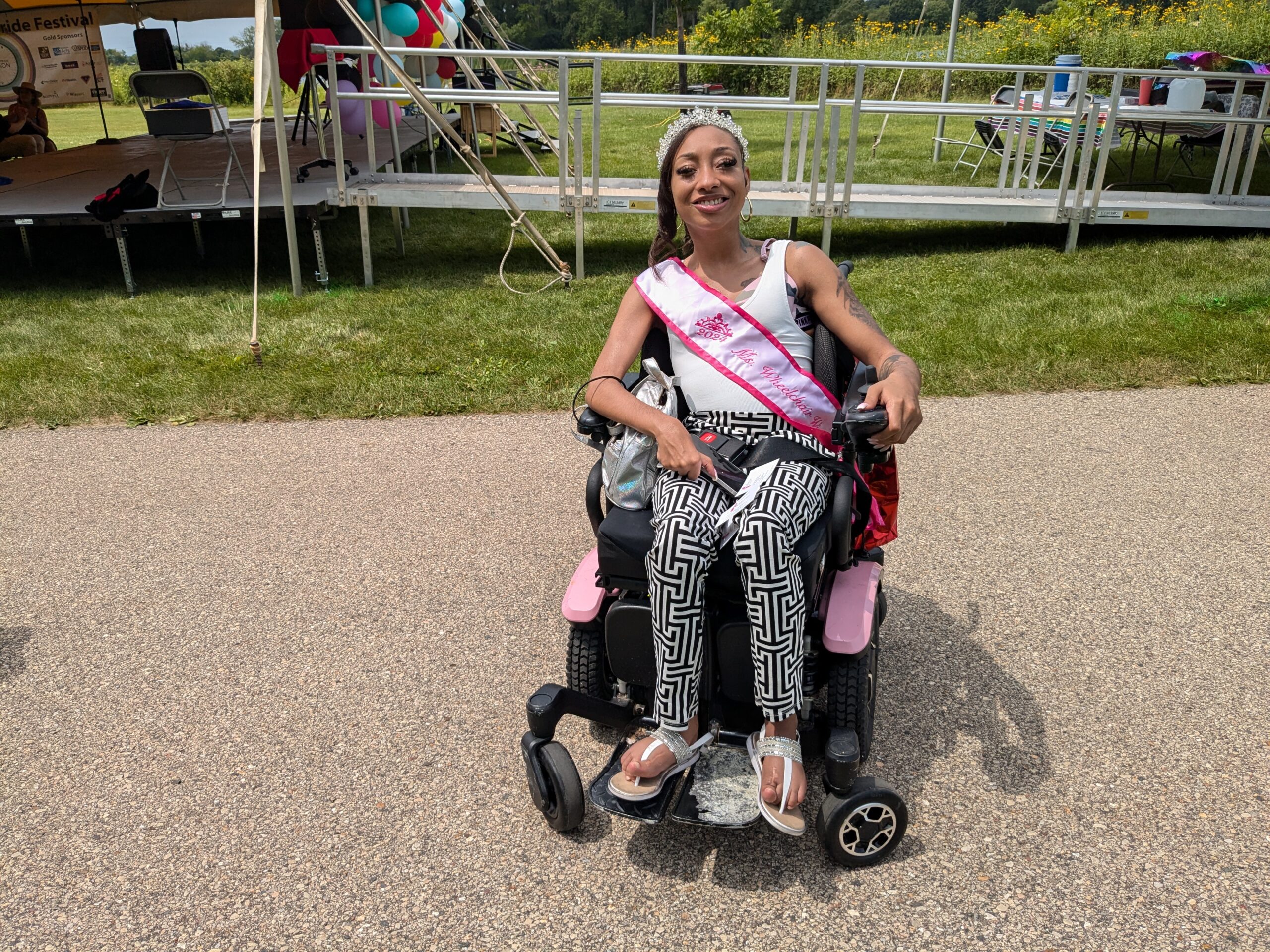 Raquetta Lawrence made an appearance at Disability Pride Festival in Madison's Warner Park, July 27, 2024. Lawrence was recently named Ms. Wheelchair Wisconsin 2024 and is going on to the national competition in Detroit later this summer.
