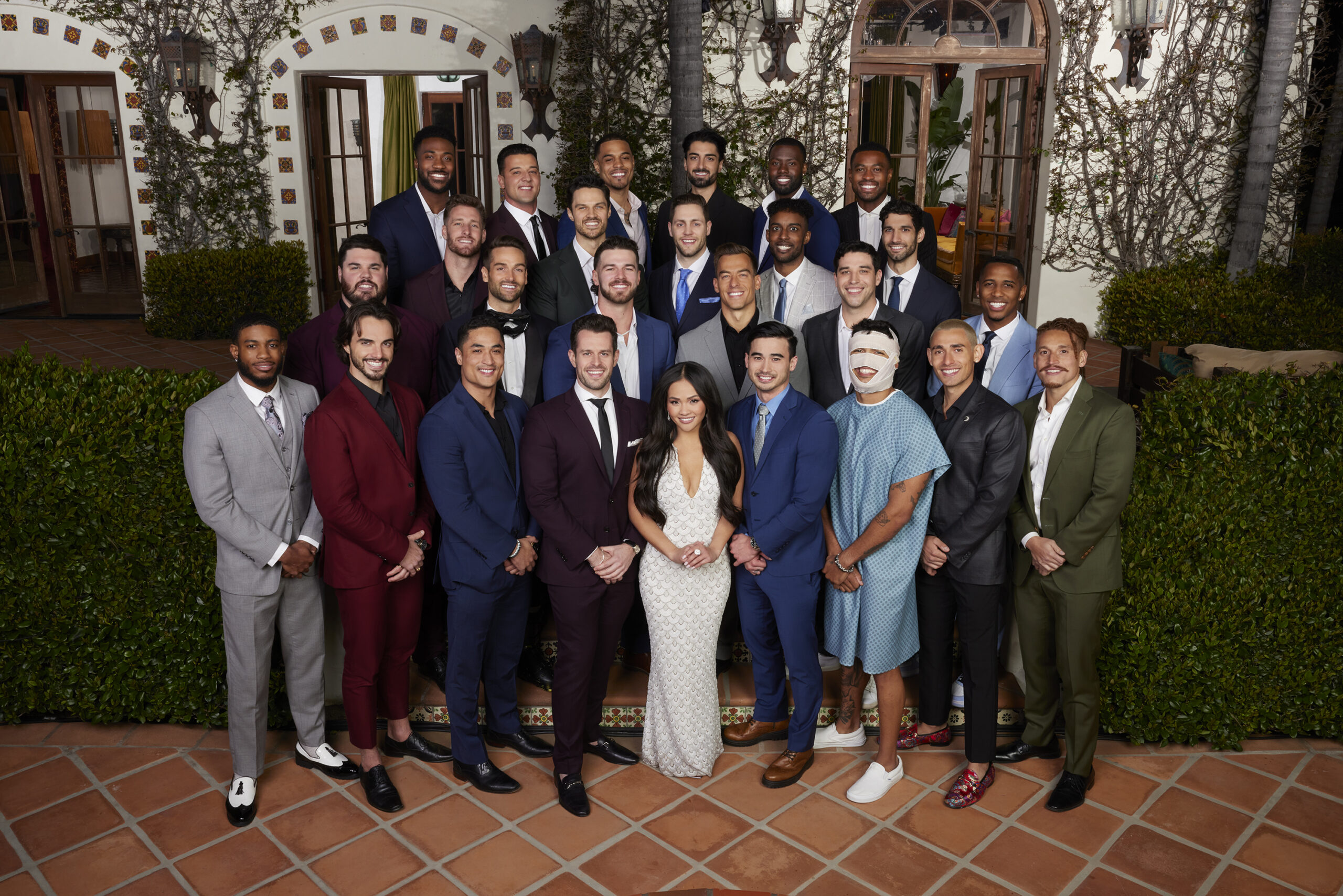 All the contestants of ABC's "The Bachelorette" pose for a photo.