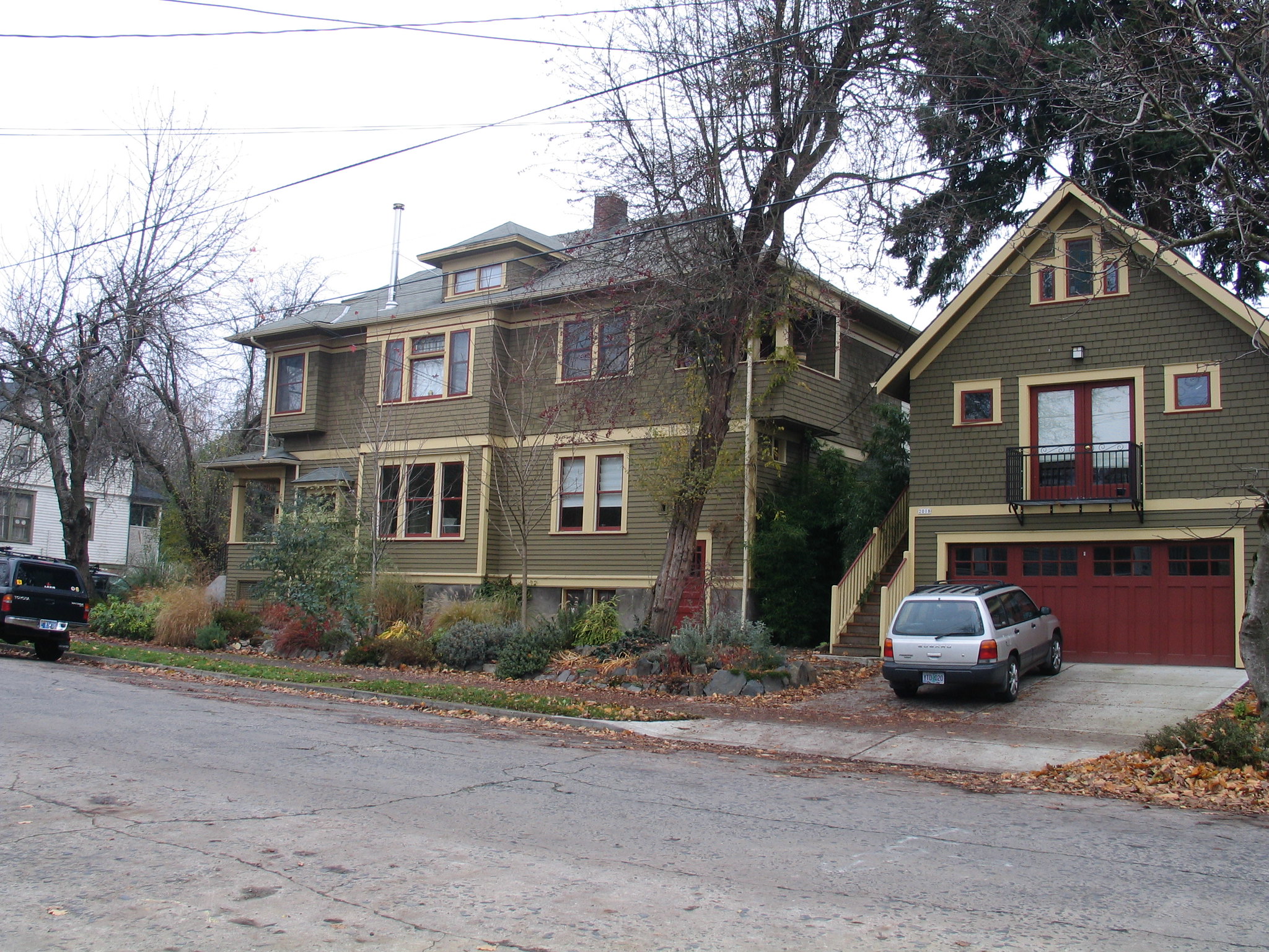 An accessory dwelling unit above a garage in Portland, Oregon.