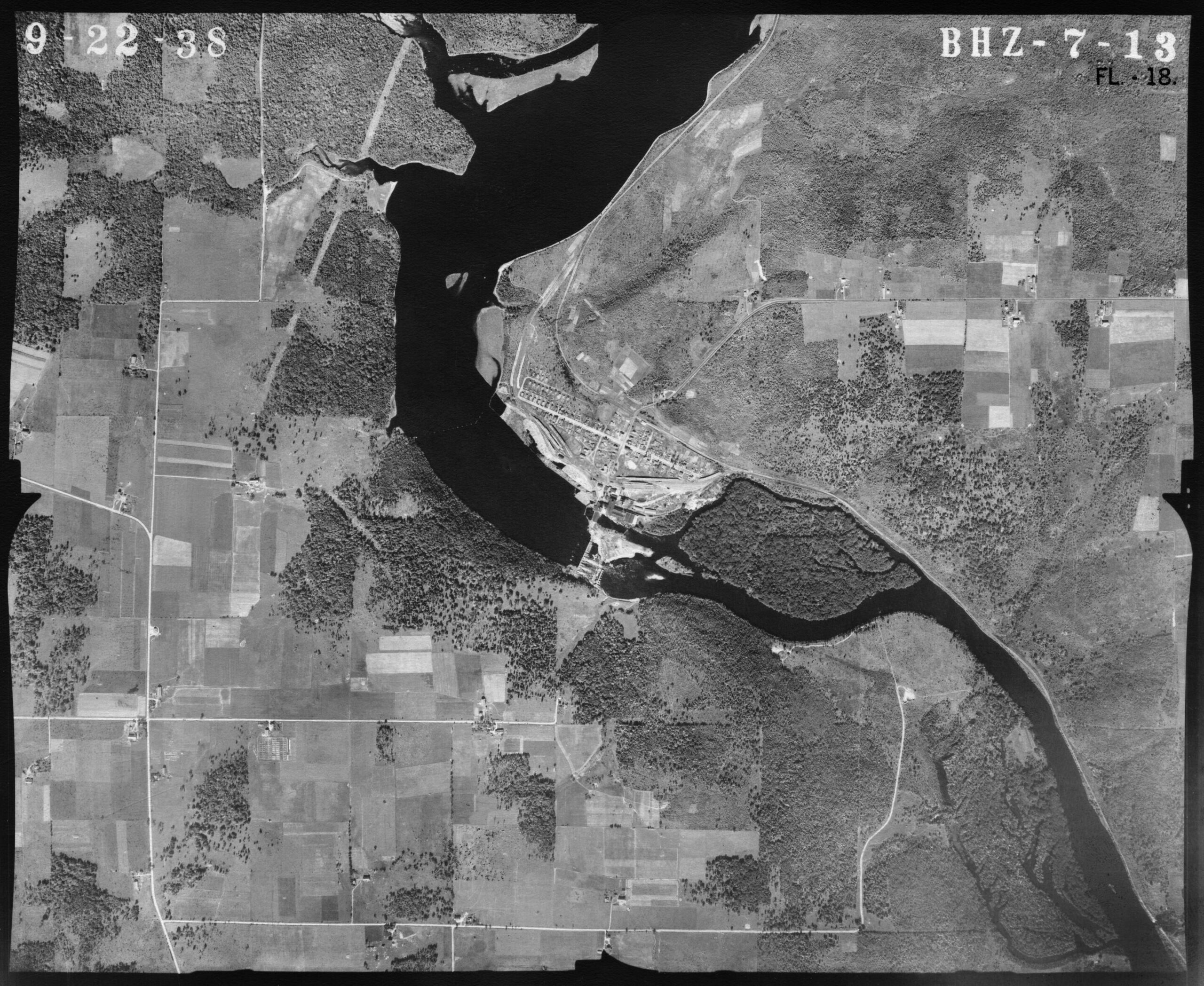 Aerial map of northern Marathon county from 1938