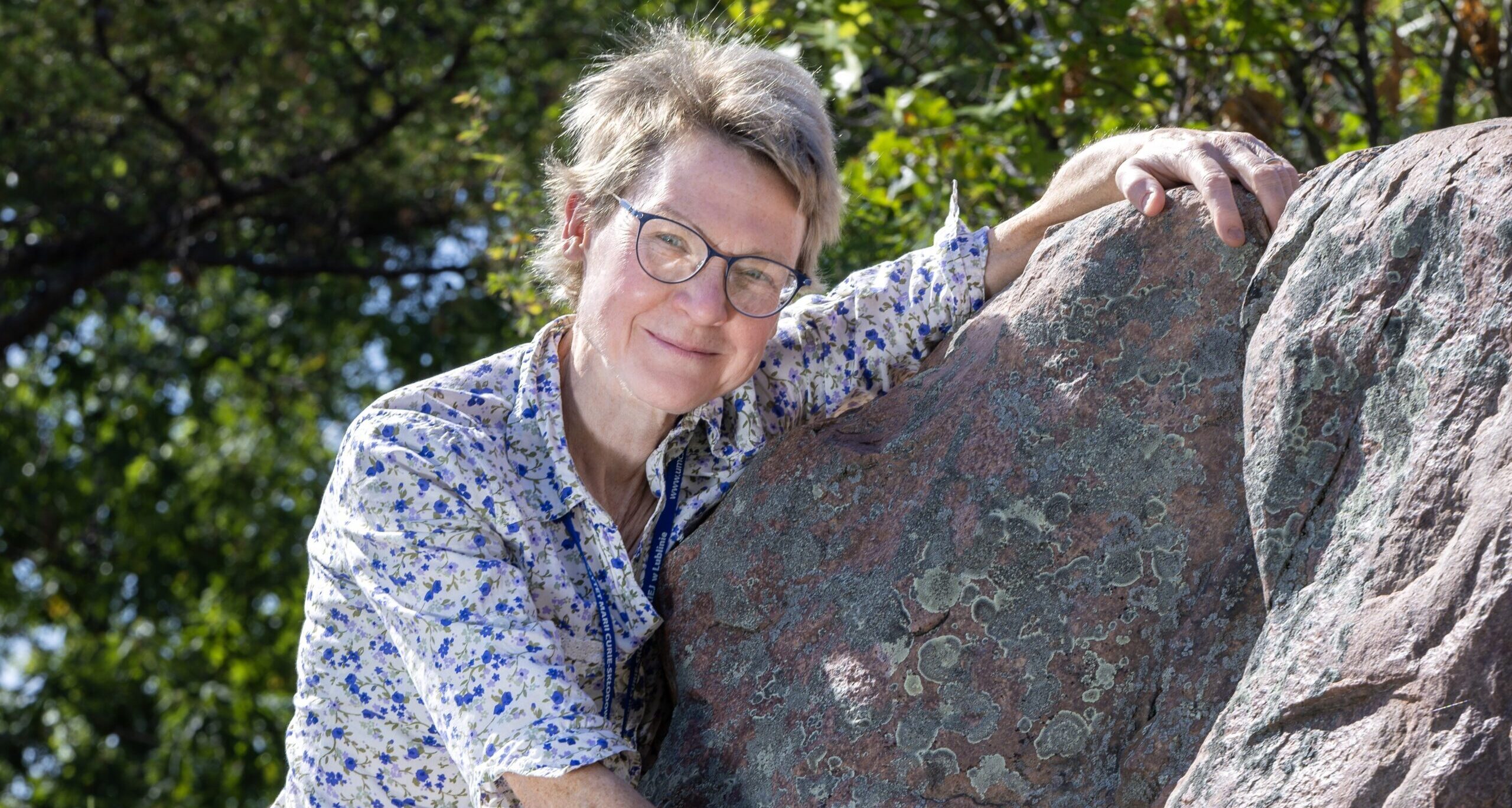 Marcia Bjornerud, Walter Schober Professor of Environmental Studies and Professor of Geosciences, at Cactus Rock State Natural Area Sept. 1, 2023.