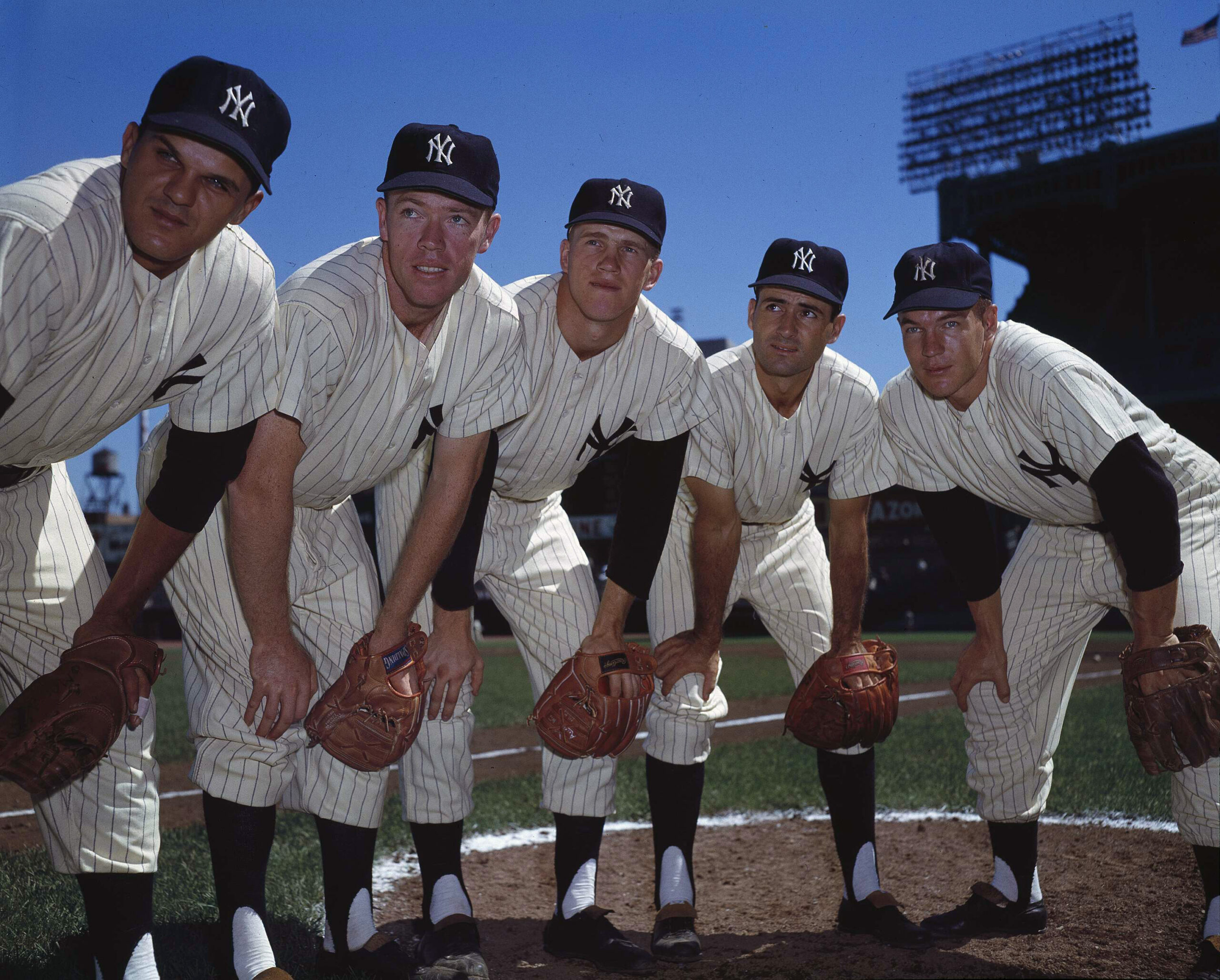 From left to right Bill Skowron, Gil McDougald, Tony Kubek, Gerry Coleman; Andy Carey, from the New York Yankees are shown in this Sept. 5, 1957 photo. AP Photo