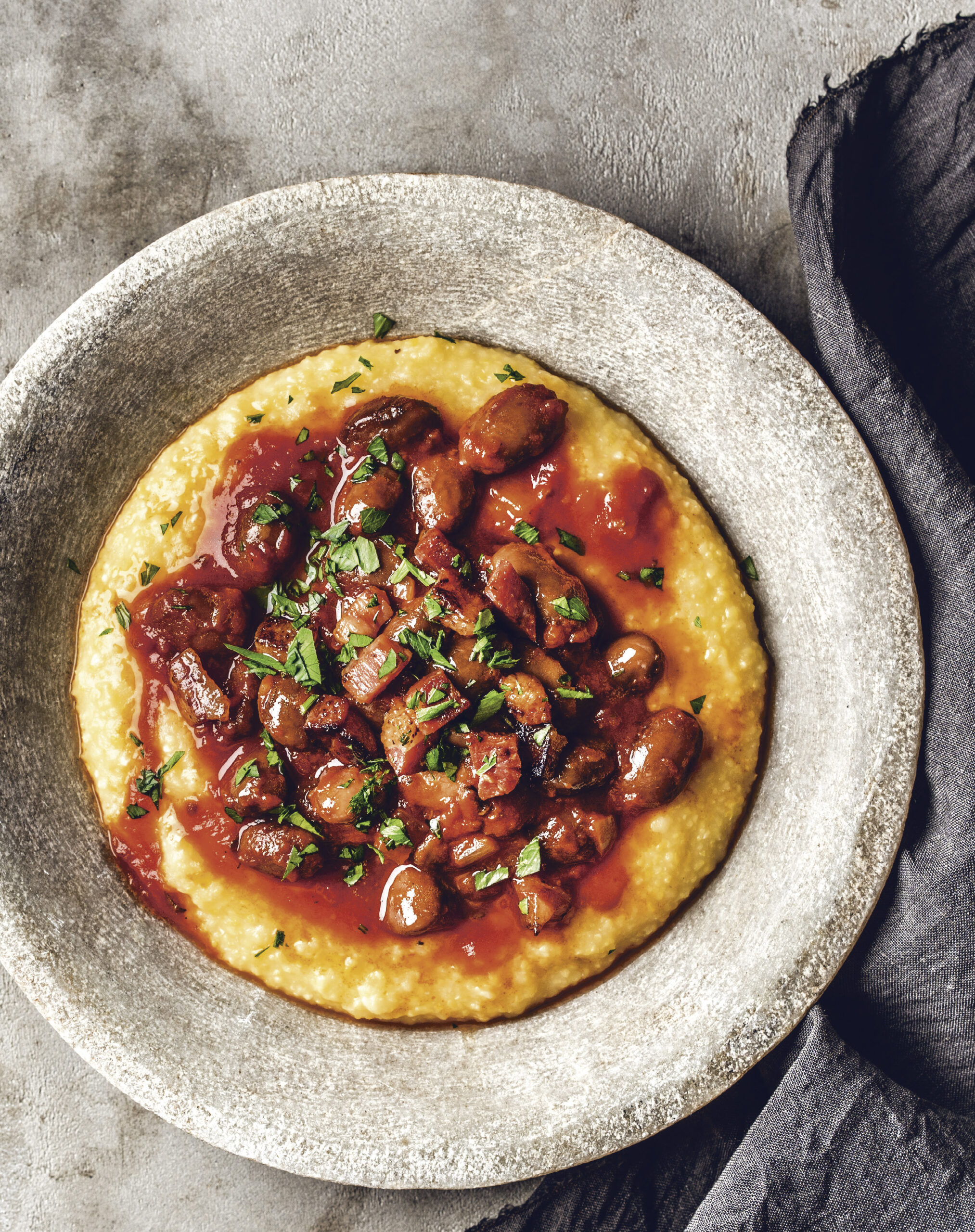 RECIPE: Polenta with borlotti beans and tomato sauce