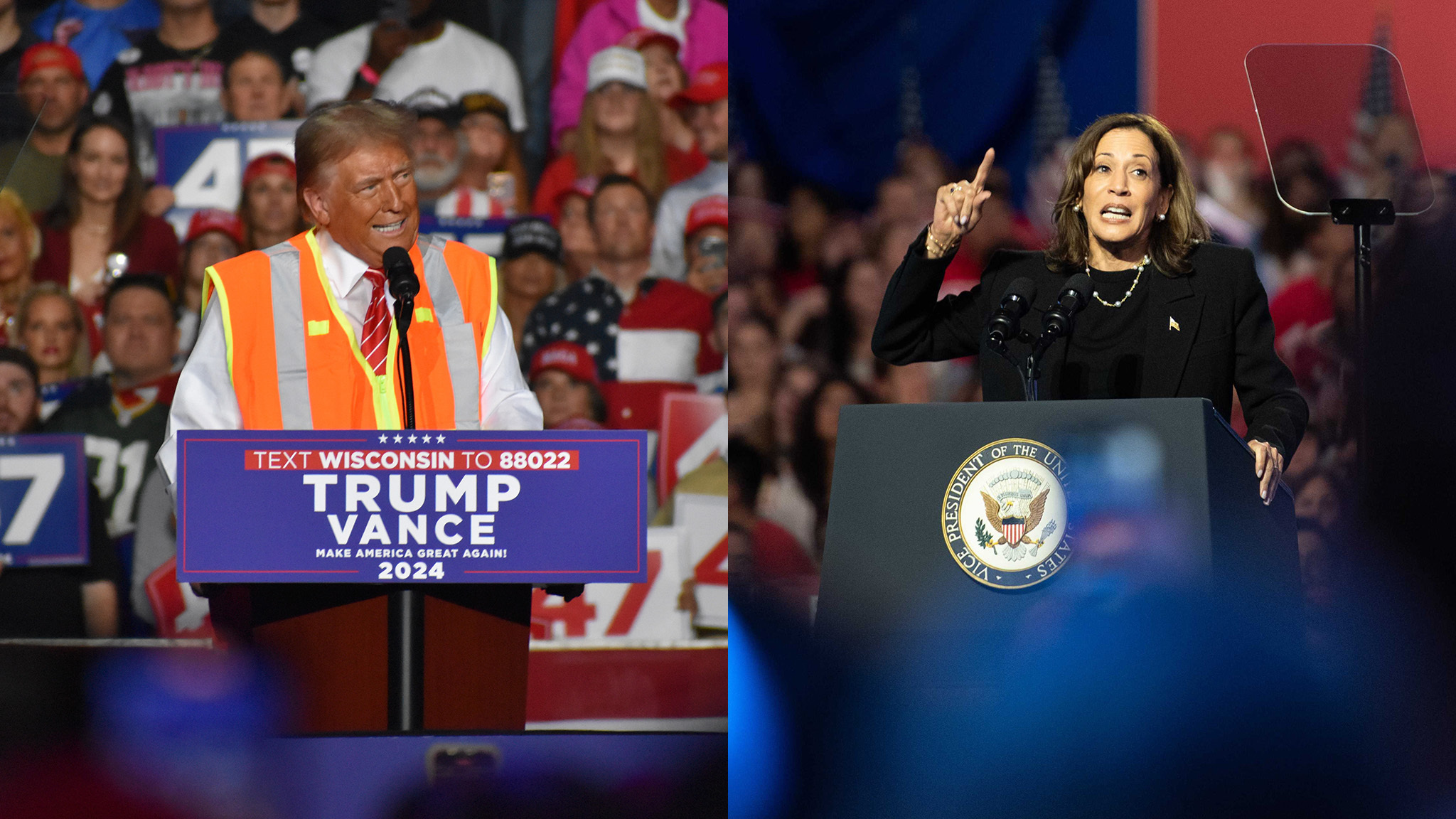 Harris, Trump make push for battleground votes with dueling Wisconsin rallies