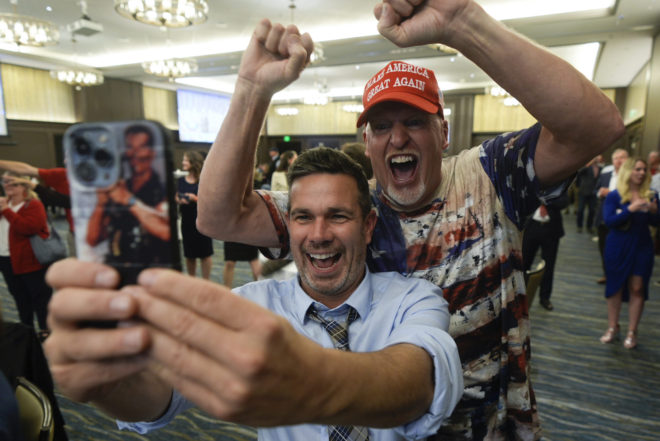 Supporters celebrate during an election watch party for Republican U.S. Senate candidate Eric Hovde.