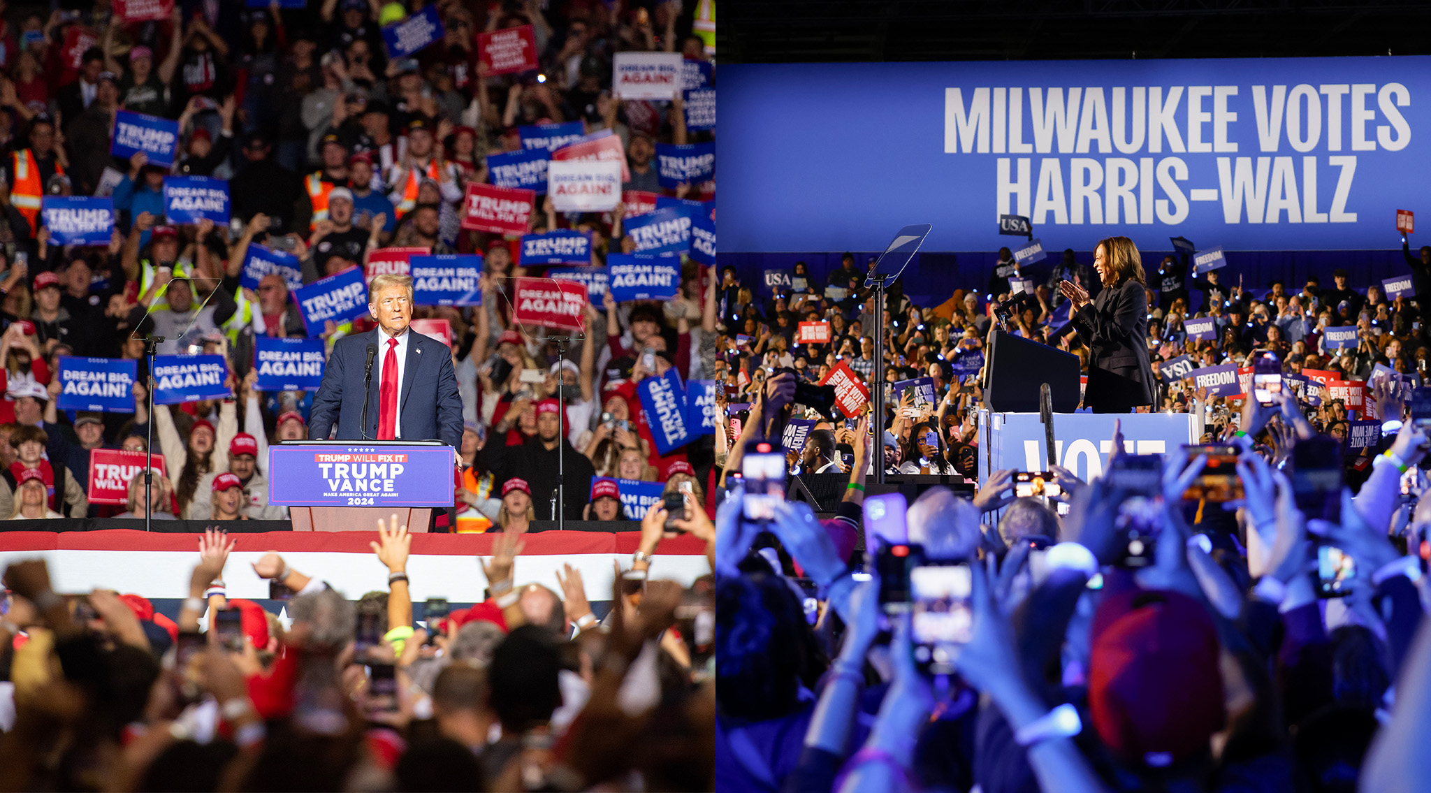 Trump, Harris cap Wisconsin campaigns with competing, massive