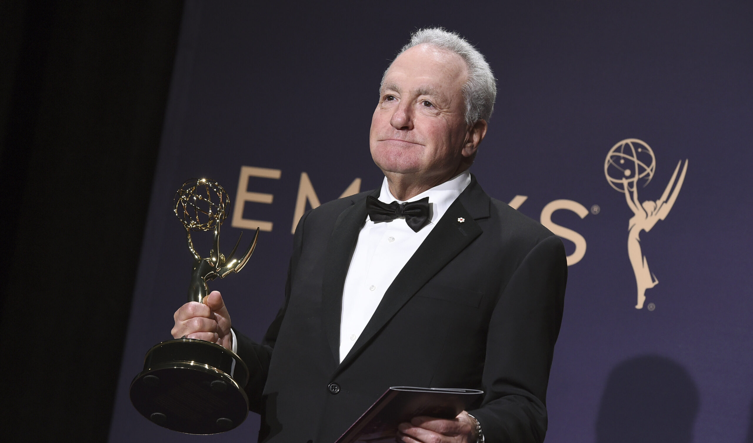 Lorne Michaels poses in the press room with the award for outstanding variety sketch series for "Saturday Night Live" at the 71st Primetime Emmy Awards on Sunday, Sept. 22, 2019, in Los Angeles. (Photo by Jordan Strauss/Invision/AP, File)