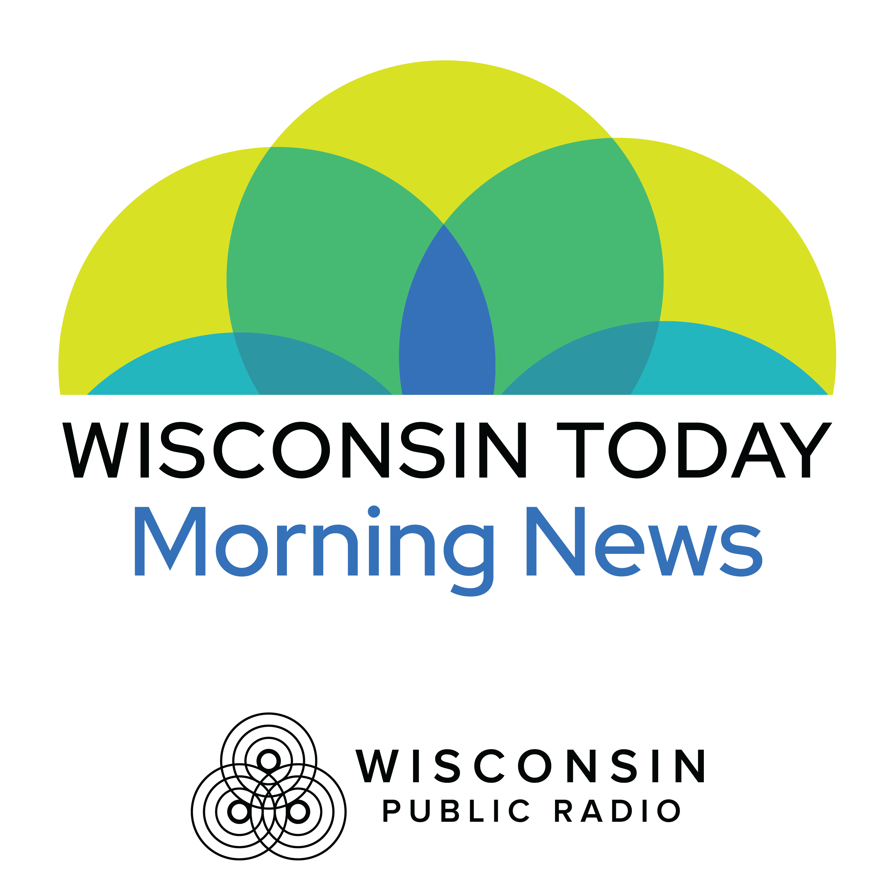 Logo for Wisconsin Today Morning News with overlapping circles design and Wisconsin Public Radio emblem below.